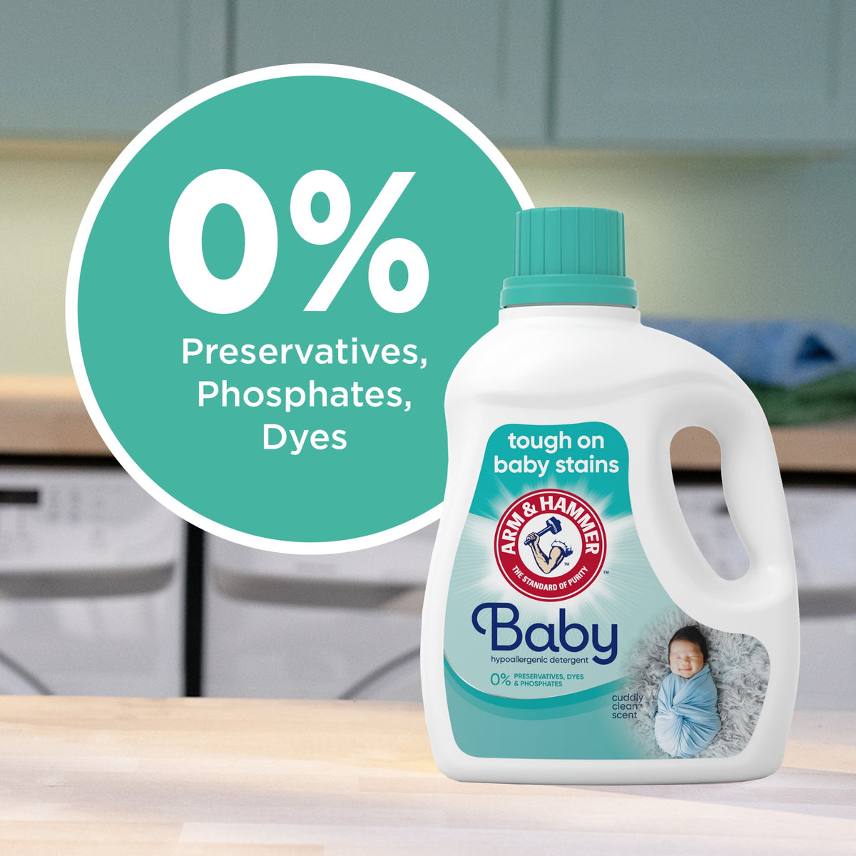 ARM & HAMMER Baby Hypoallergenic Liquid Laundry Detergent Cuddly Clean 100.5 fl oz 77 Loads