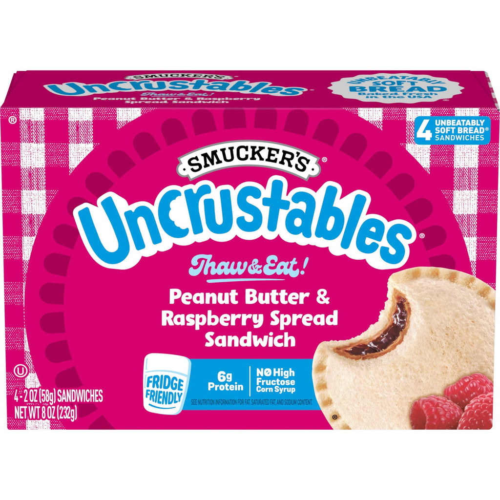 Smucker's Uncrustables Peanut Butter & Raspberry Spread Sandwiches Frozen 4 Count 8 Oz