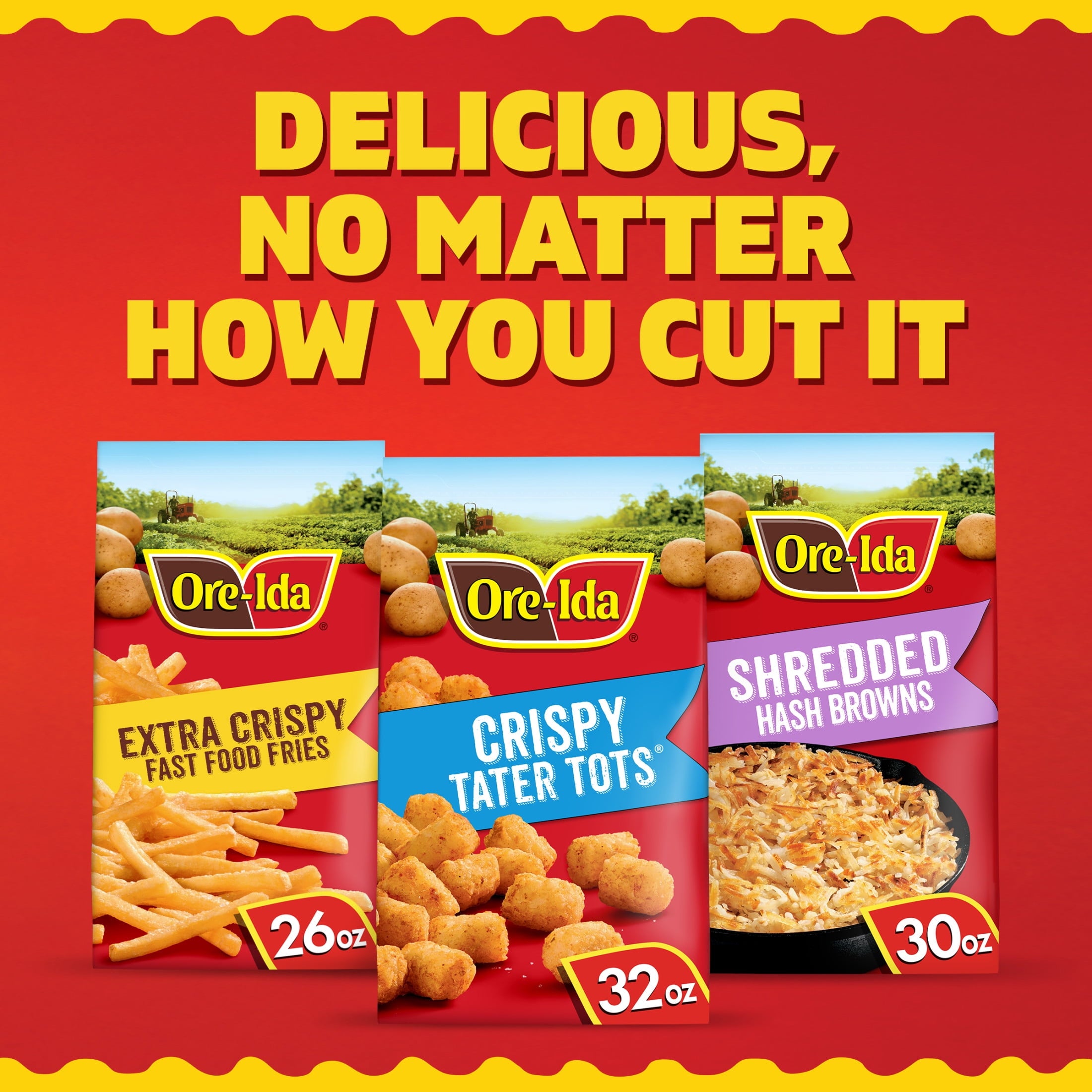 Ore-Ida Crispy Tater Tots Seasoned Shredded Frozen Potatoes 32 Oz