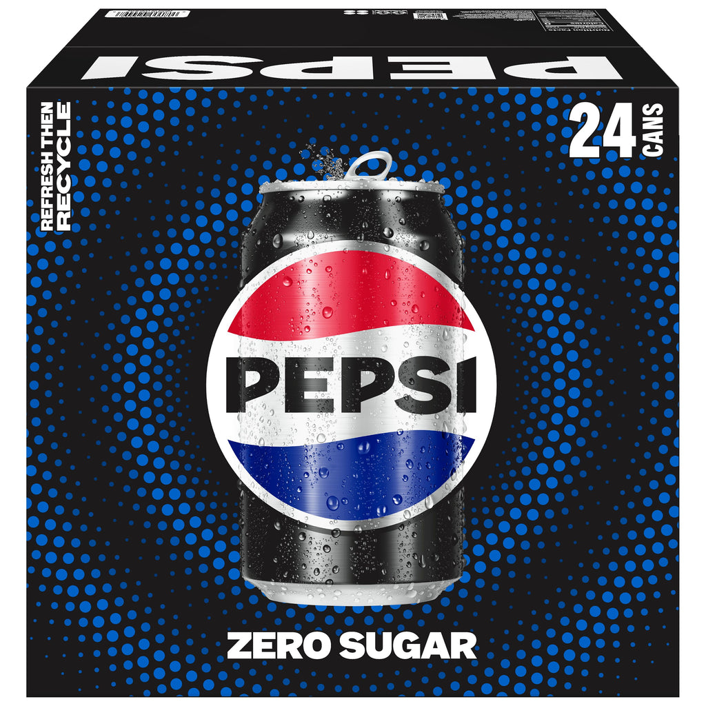Pepsi Zero Sugar Cola Soda Pop Cans 12 Fl Oz 24 Pack