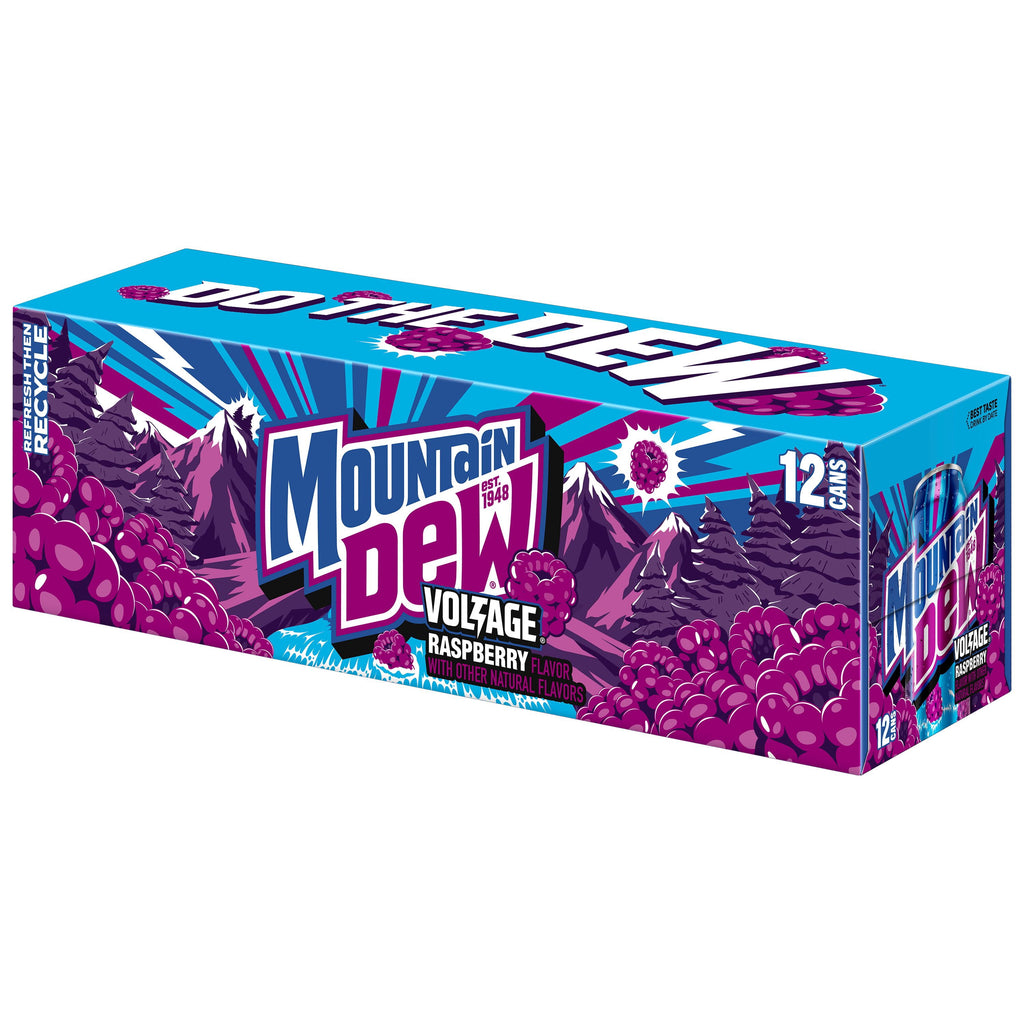 Mountain Dew Voltage Raspberry Citrus Soda Pop Cans 12 Fl Oz 12 Pack