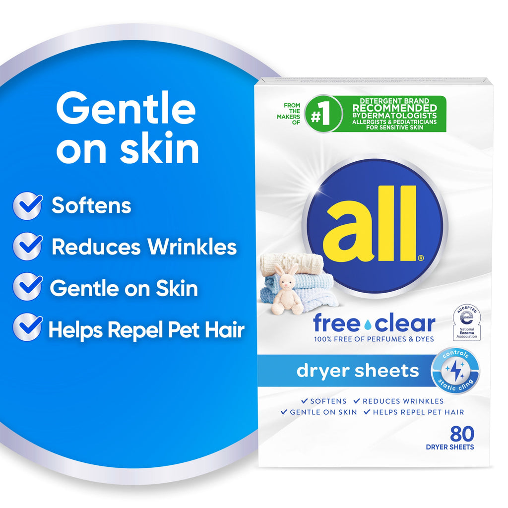 all free clear Fabric Softening Dryer Sheets Unscented 80 Count