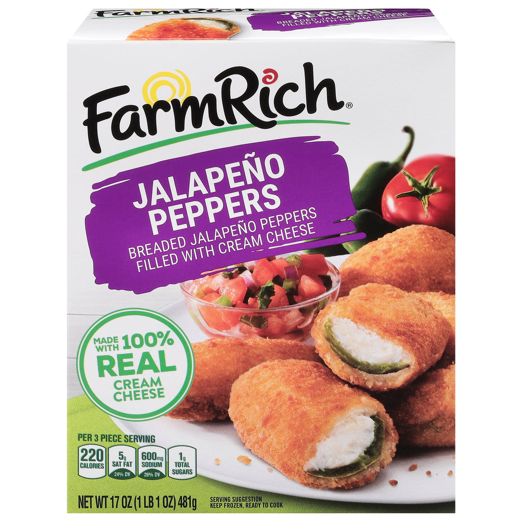 Farm Rich Breaded Jalapeno Peppers Stuffed with Cream Cheese Frozen 17 Oz