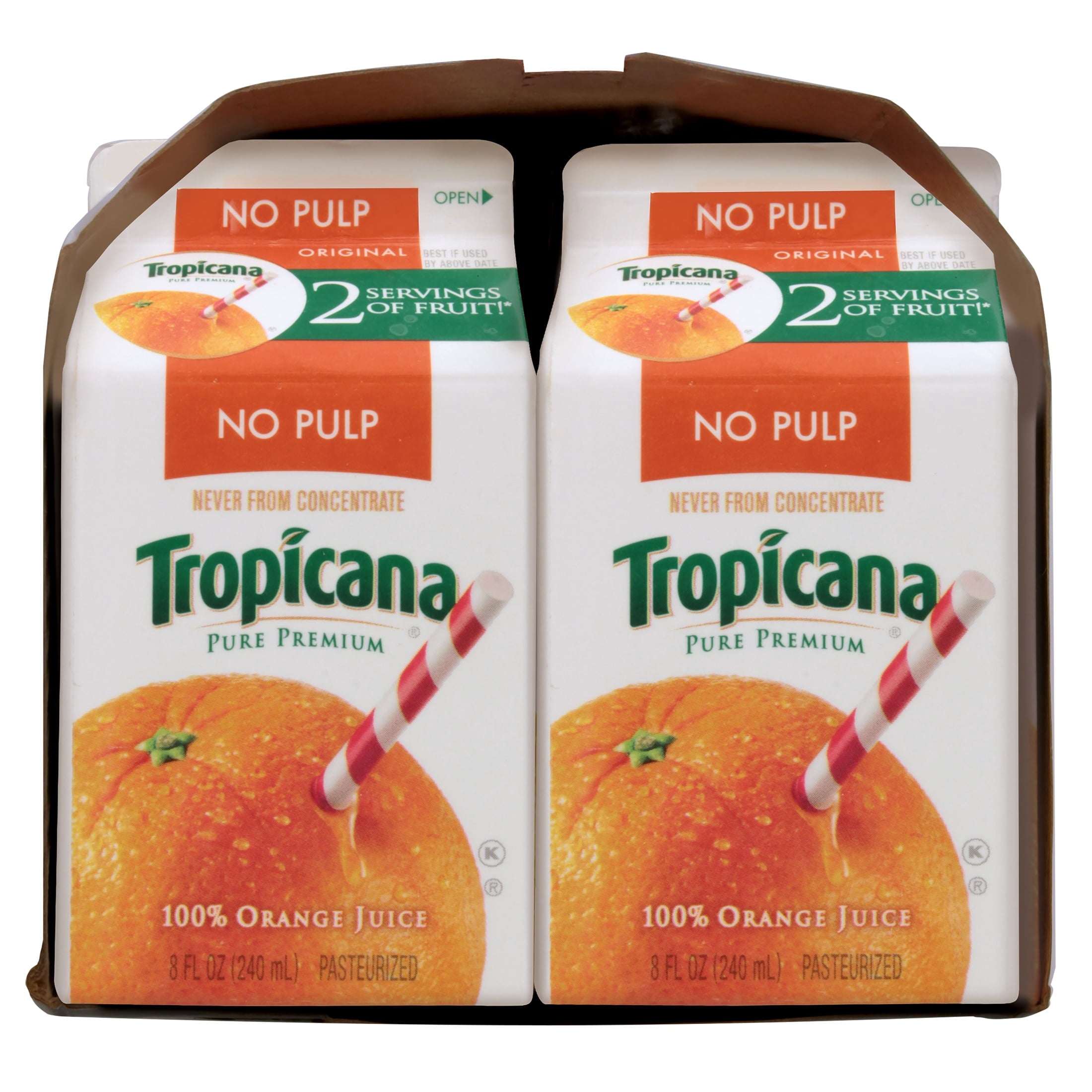 Tropicana Pure Premium 100% Orange Juice Original No Pulp 8 fl oz Cartons 6 Pack