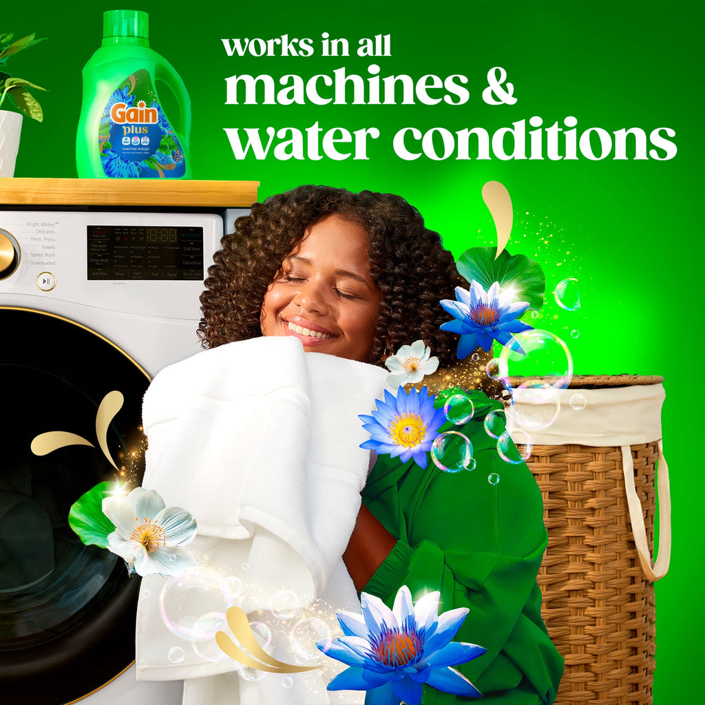 Gain Plus Liquid Laundry Detergent Odor Defense + OXI Waterfall Delight Scent 170 fl oz 129 Loads