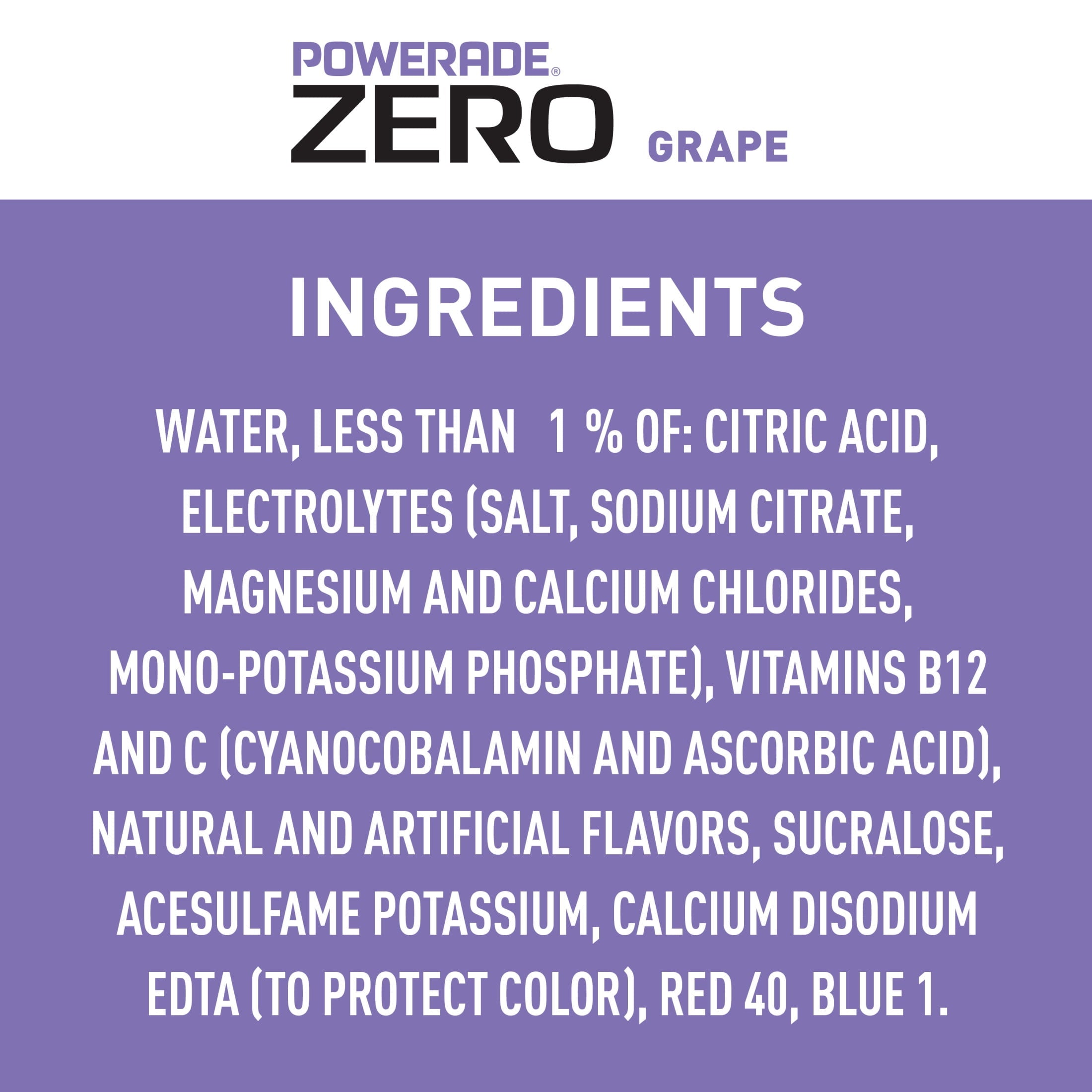 POWERADE Zero Sugar Grape Electrolyte Sports Drink 28 fl oz Bottle