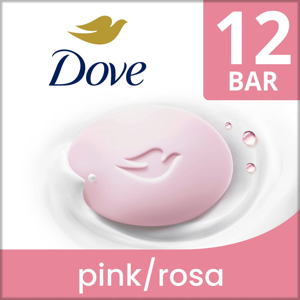 Dove Beauty Bar Soap Pink Rosa Moisturizing Cleanser 3.75 oz 12 Bars