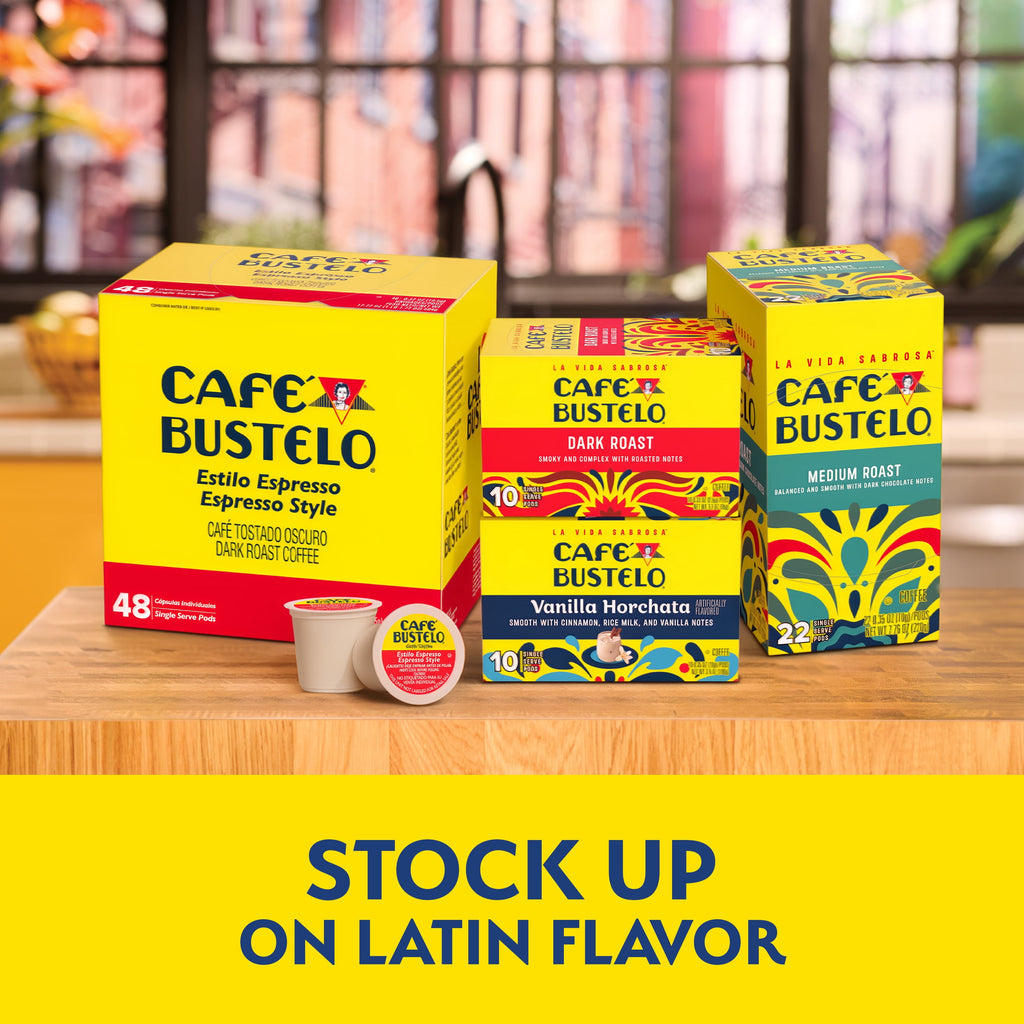 Café Bustelo Espresso-Style Dark Roast Naturally Caffeinated Coffee Keurig K-Cup Pods 24 Count Box