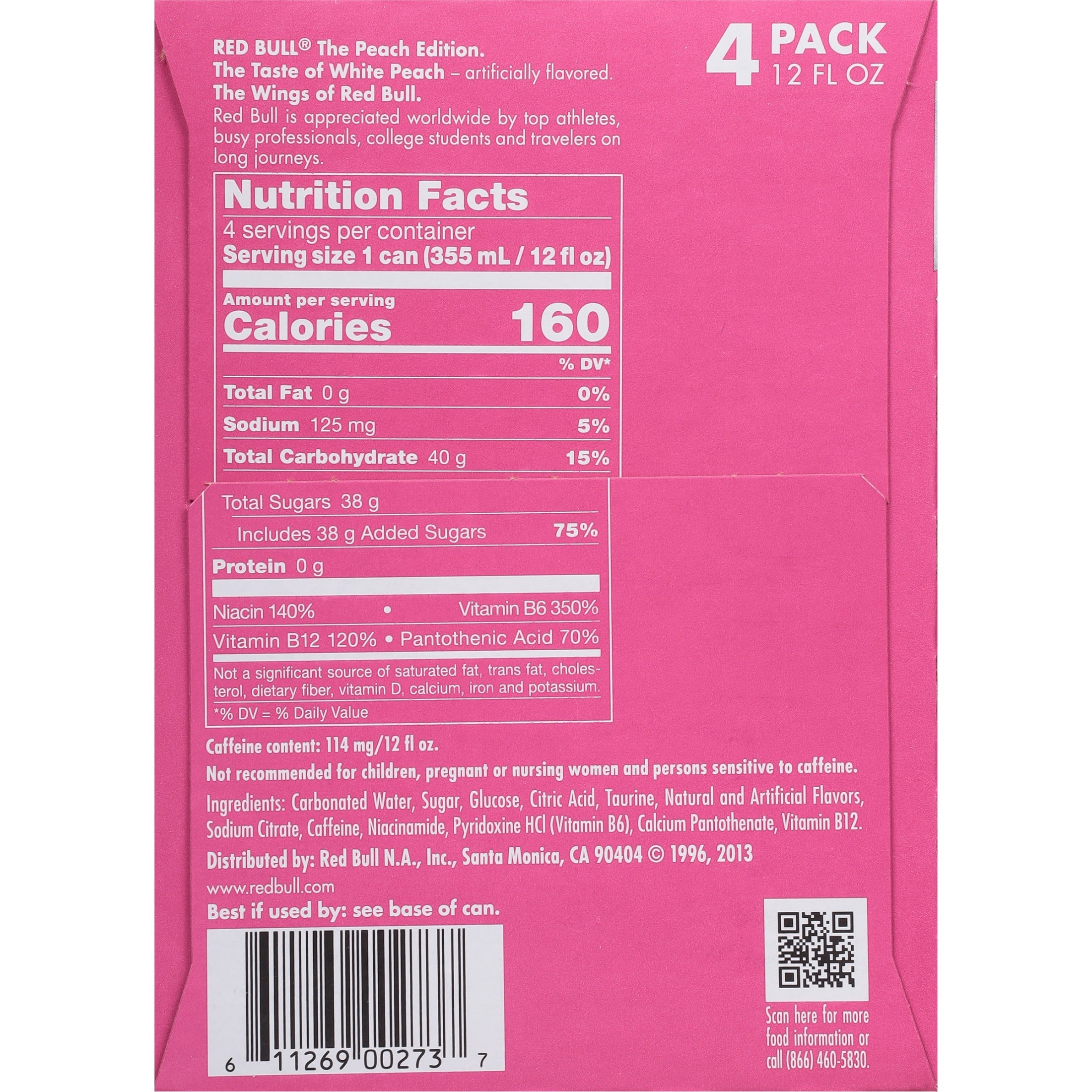 Red Bull Peach Edition Energy Drink 12 fl oz 4 Pack Cans