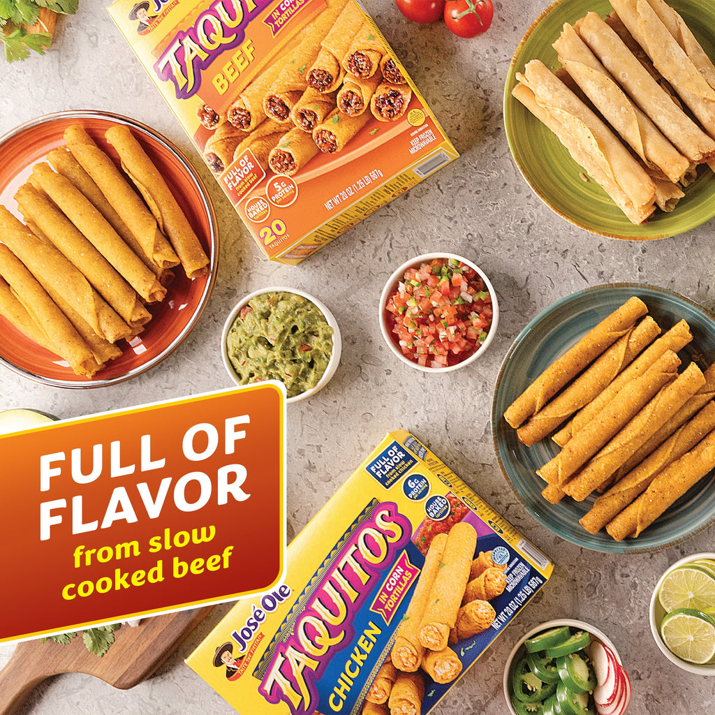 José Olé Beef Corn Taquitos Frozen Mexican Food 20 Oz 20 Count