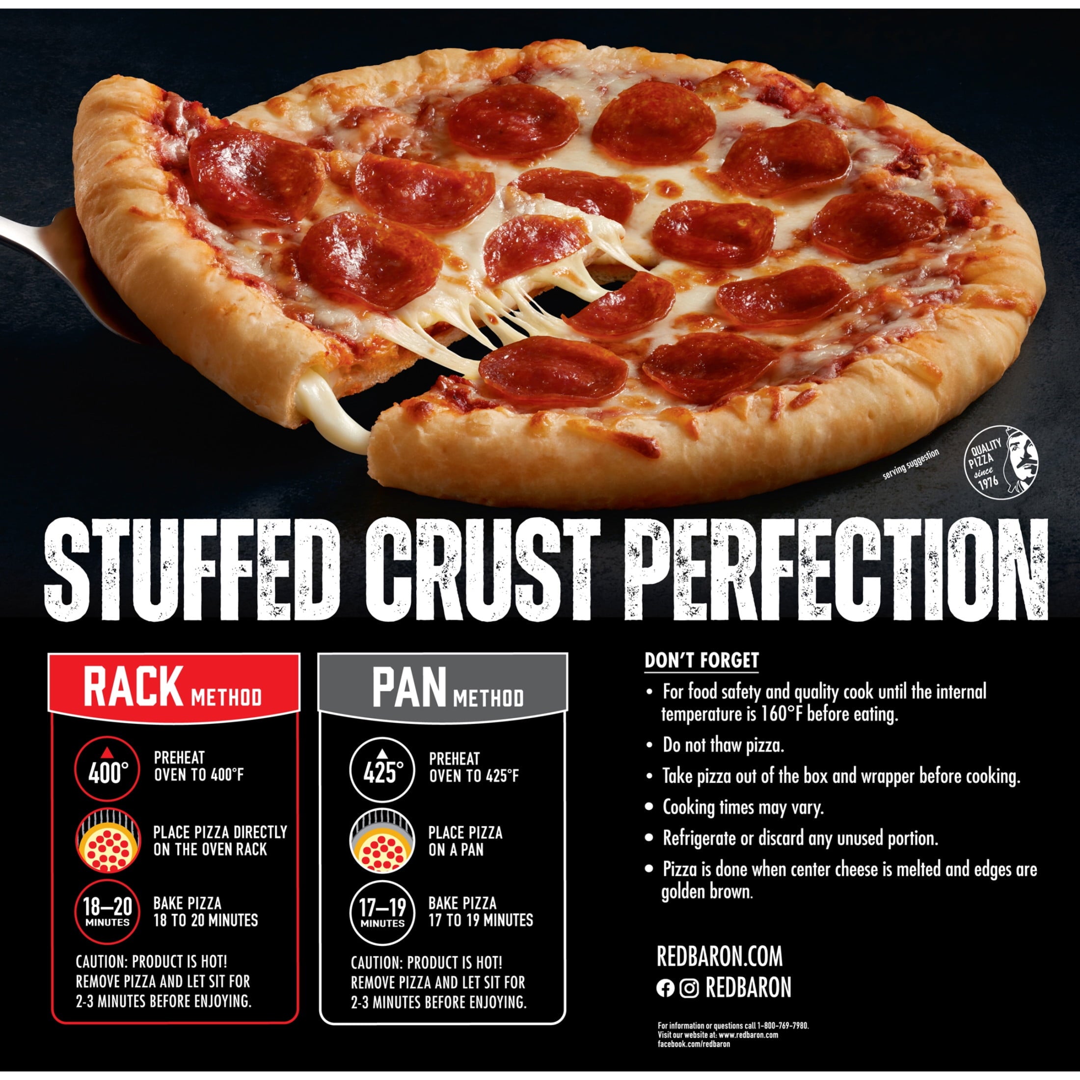 Red Baron Pepperoni Stuffed Crust Frozen Pizza 22.75 Oz