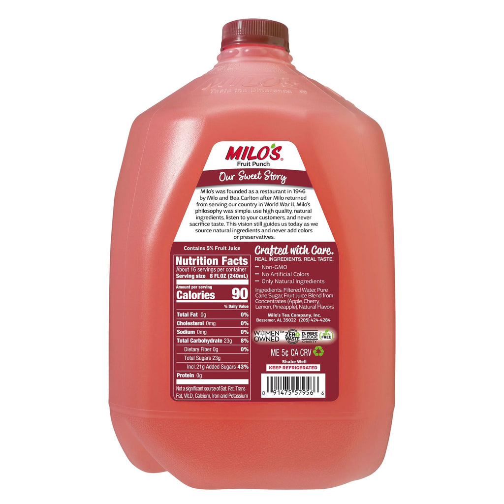 Milo's Fruit Punch 100% Natural Juice Drink Pulp-Free 128 fl oz