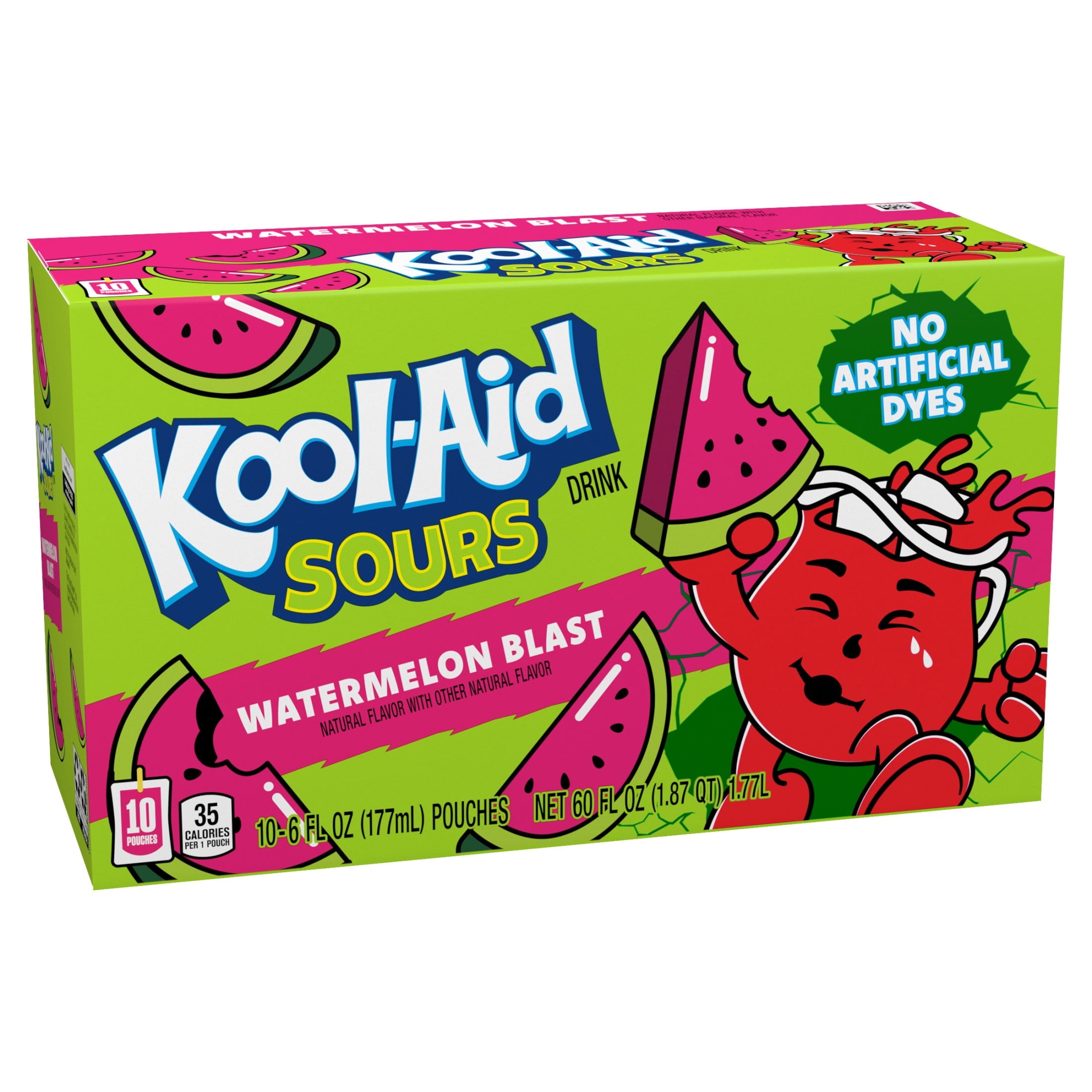 Kool-Aid Sours Watermelon Blast Natural Flavor Drink 6 fl oz 10 Pouches