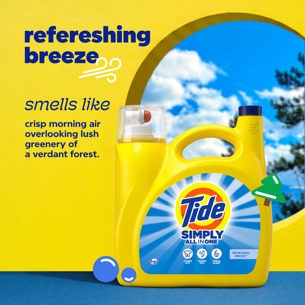 Tide Simply Oxi Boost + Ultra Stain Release Liquid Laundry Detergent Refreshing Breeze 129 fl oz 96 Loads