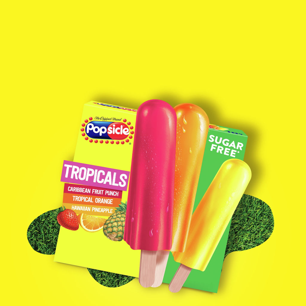 Popsicle Tropicals Ice Pops Orange Grape Pineapple 18 Count 29.7 Fl Oz