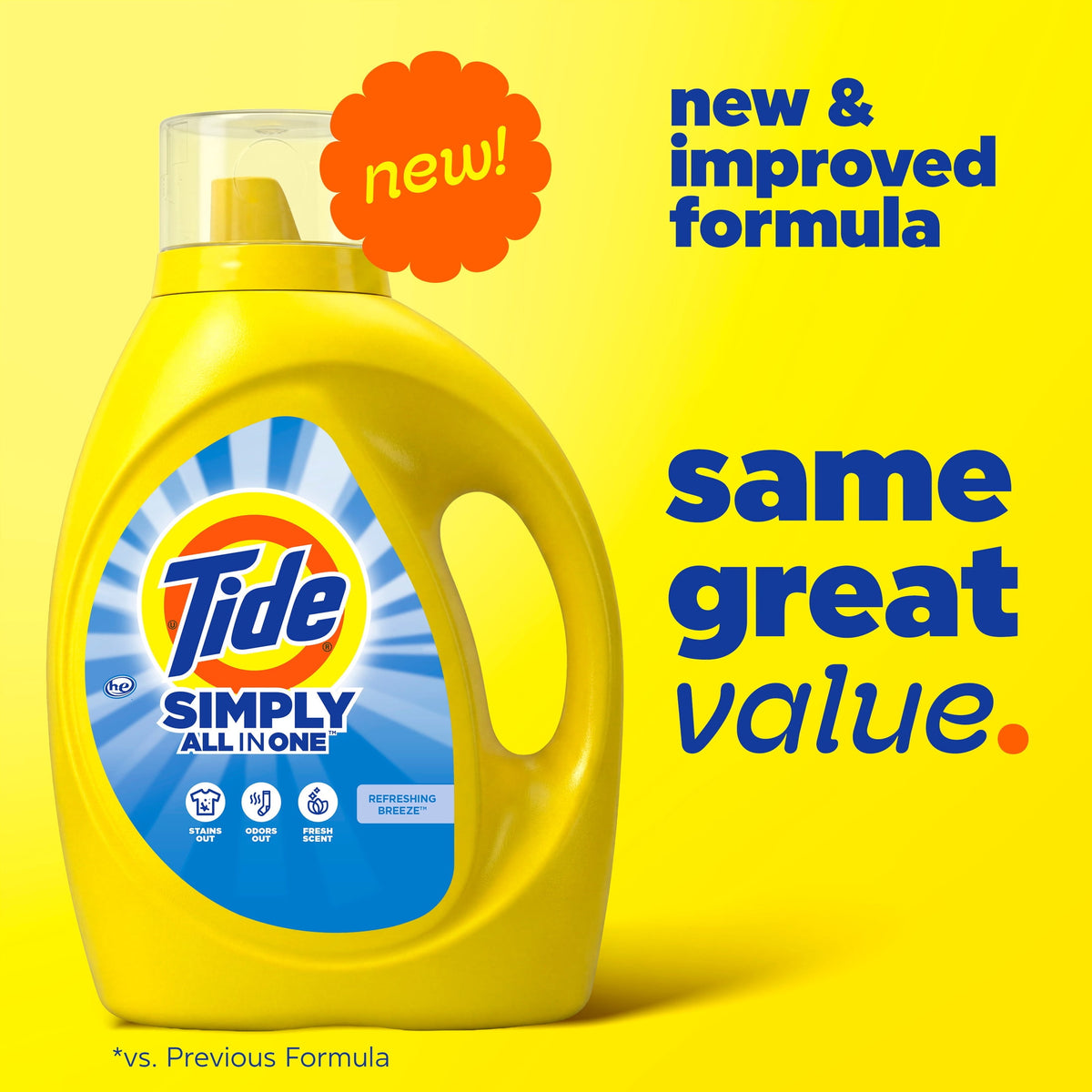Tide Simply Oxi Boost + Ultra Stain Release Liquid Laundry Detergent Refreshing Breeze 129 fl oz 96 Loads