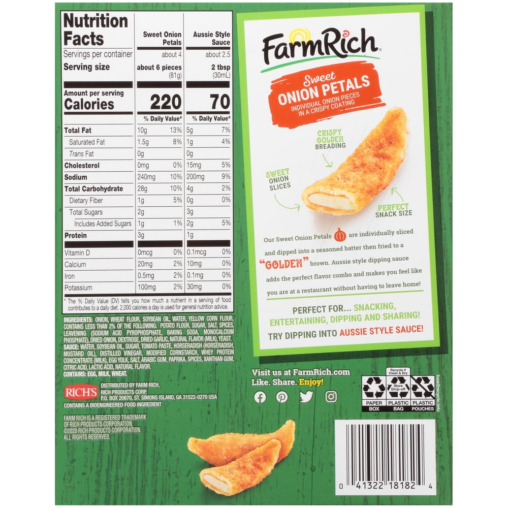 Farm Rich Sweet Onion Petals With Aussie Dipping Sauce Frozen 15 Oz