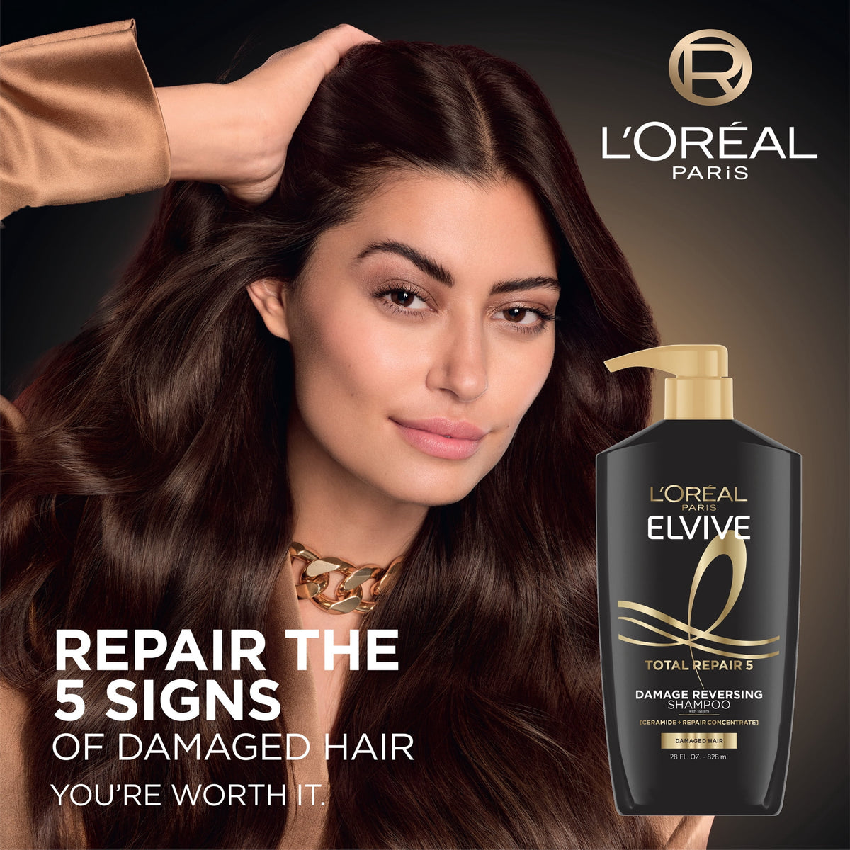 L'Oreal Paris Elvive Total Repair 5 Repairing Shampoo for Damaged Hair Pump 28 fl oz