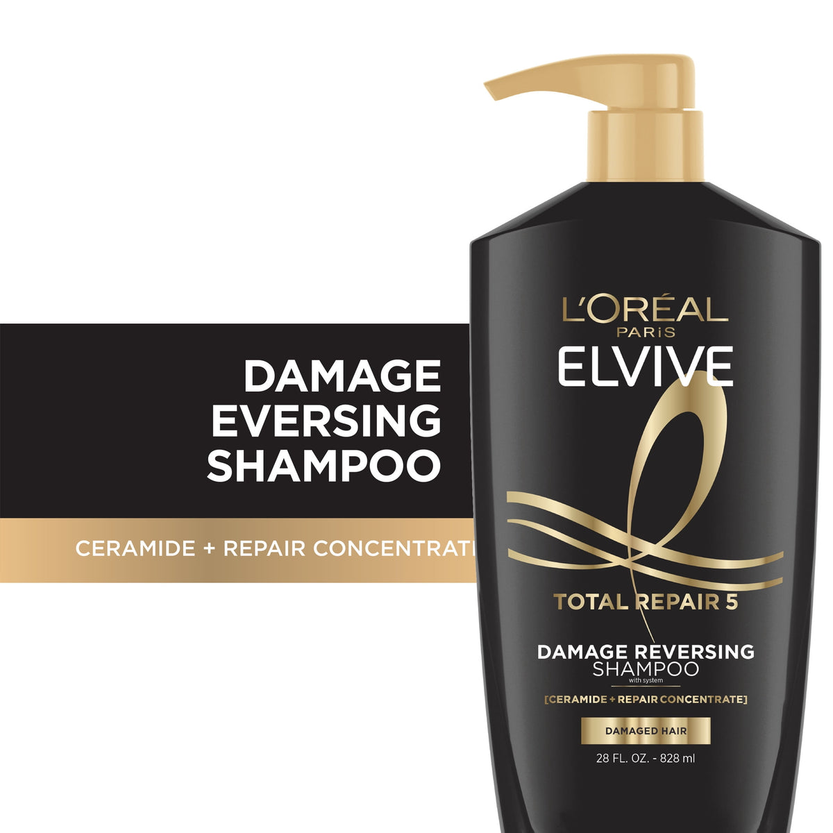 L'Oreal Paris Elvive Total Repair 5 Repairing Shampoo for Damaged Hair Pump 28 fl oz