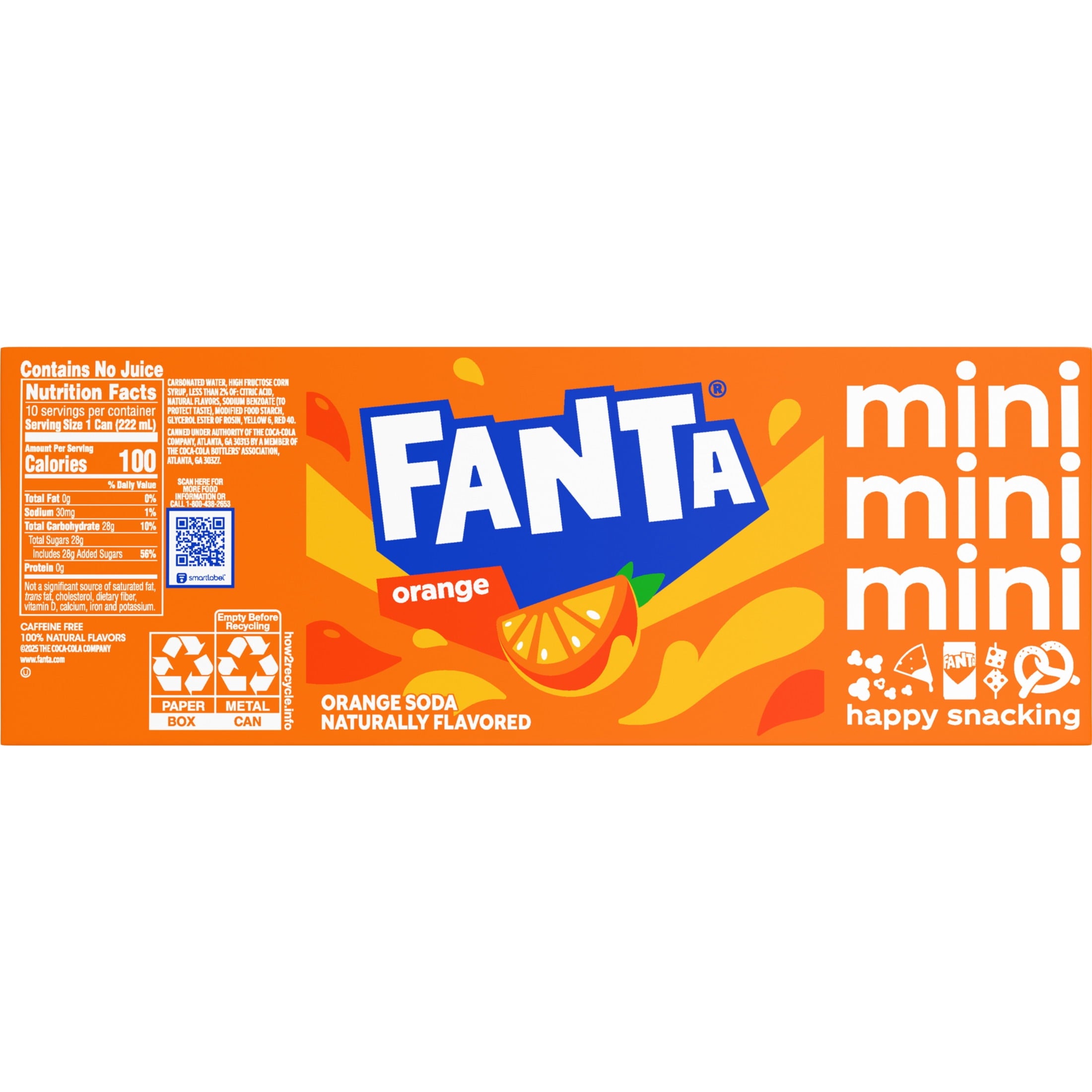Fanta Orange Soda Pop Fridge Pack Mini Cans 7.5 Fl Oz 10 Pack