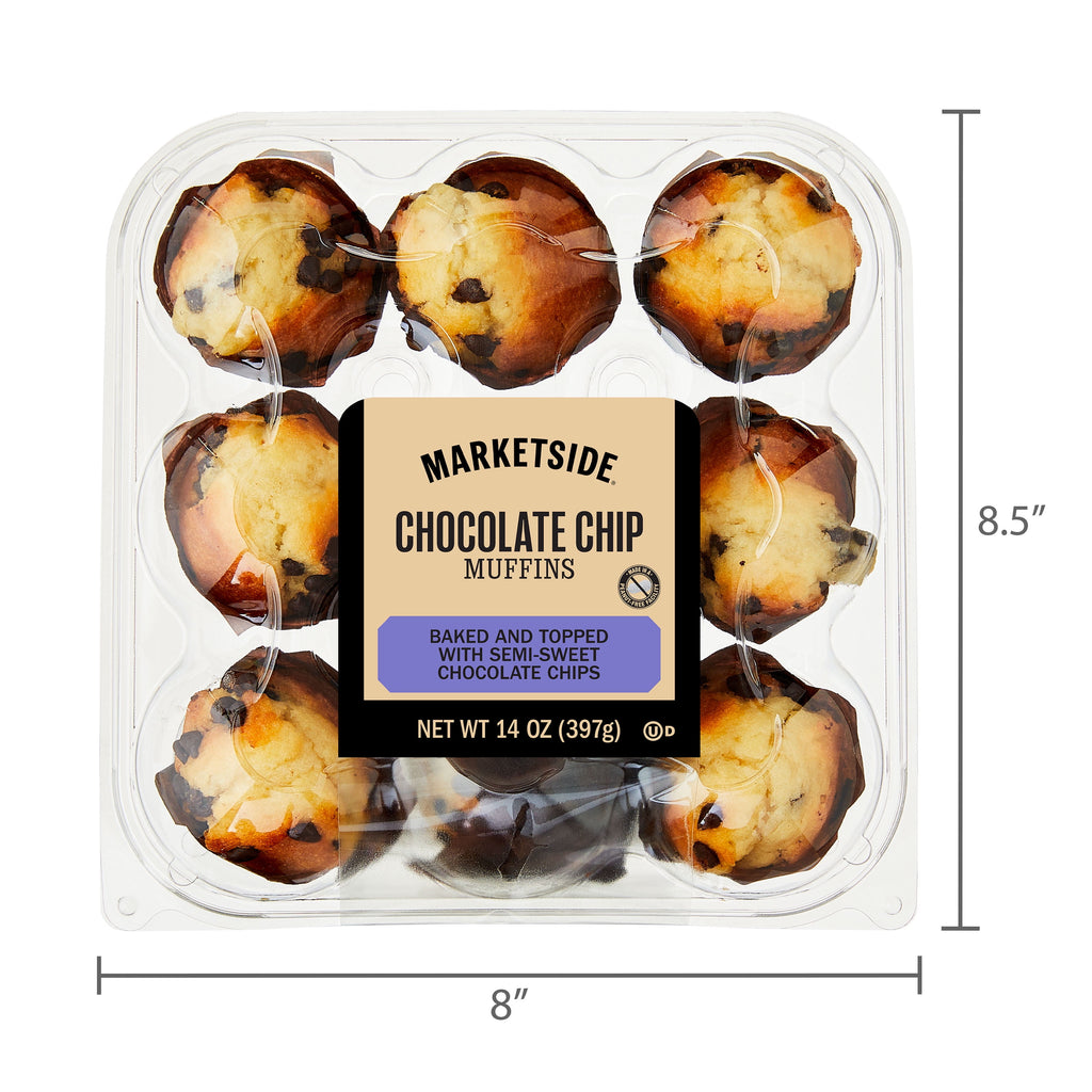 Chocolate Chip Baked Muffins 14 Oz 9 Count Shelf Stable Marketside