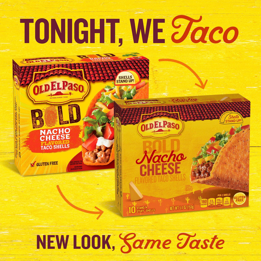 Stand 'N Stuff Bold Nacho Cheese Taco Shells 5.4 Oz 10 Count Old El Paso