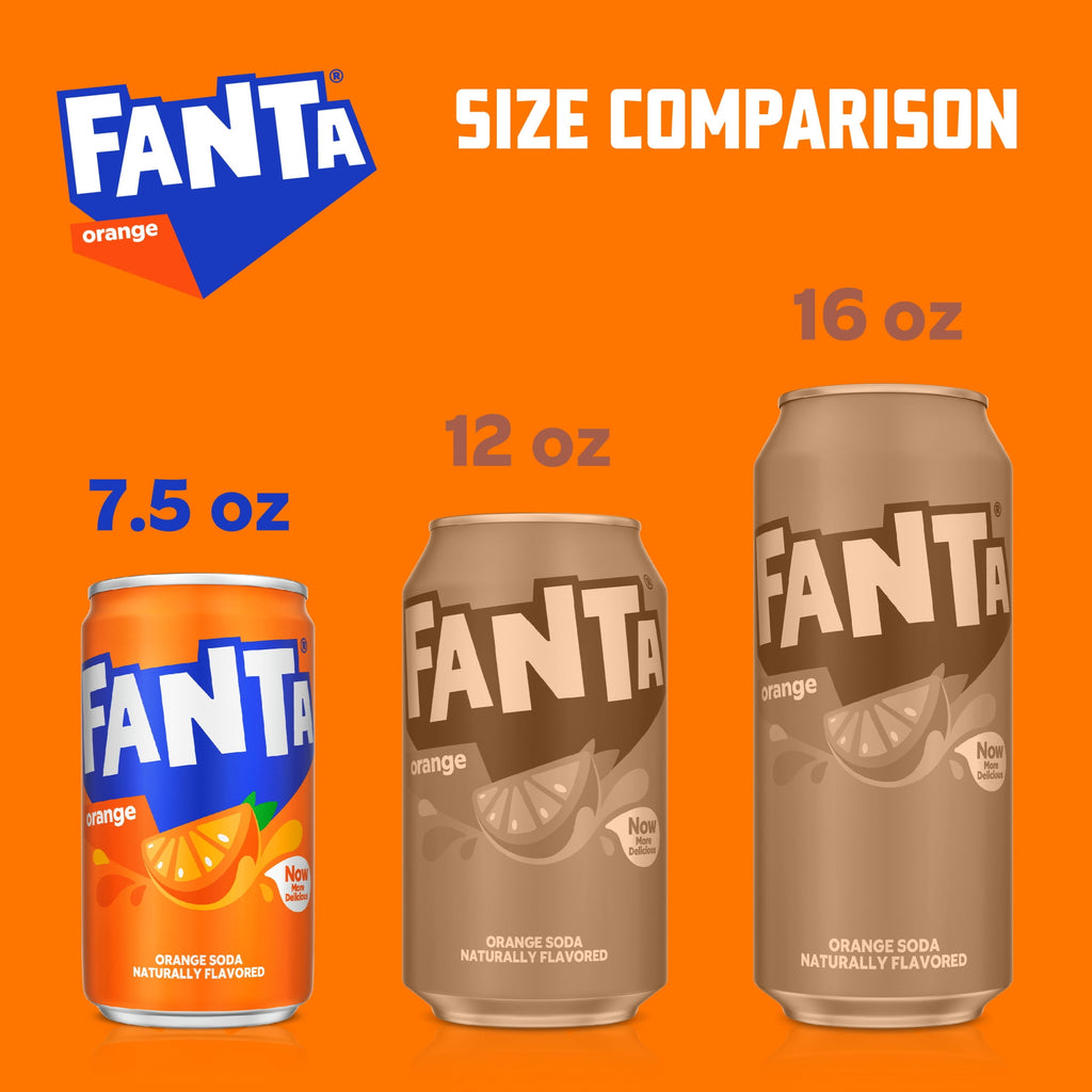 Fanta Orange Soda Pop Fridge Pack Mini Cans 7.5 Fl Oz 10 Pack