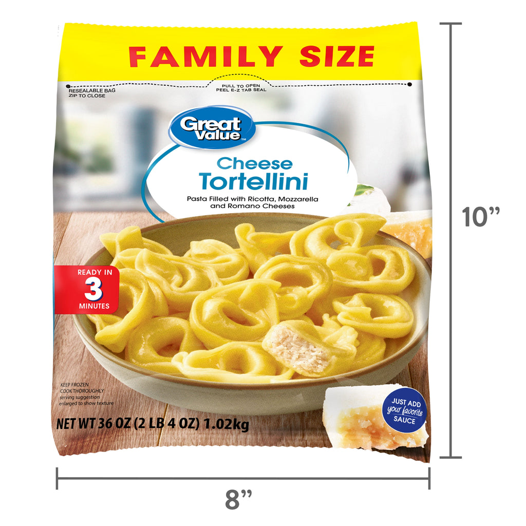 Great Value Family Size Cheese Tortellini 36 Oz Frozen
