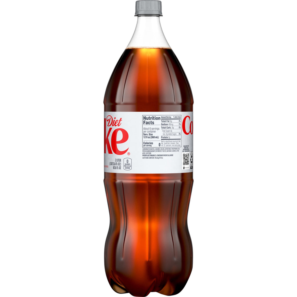 Diet Coke Soda Pop Bottle 2 Liters Coca-Cola