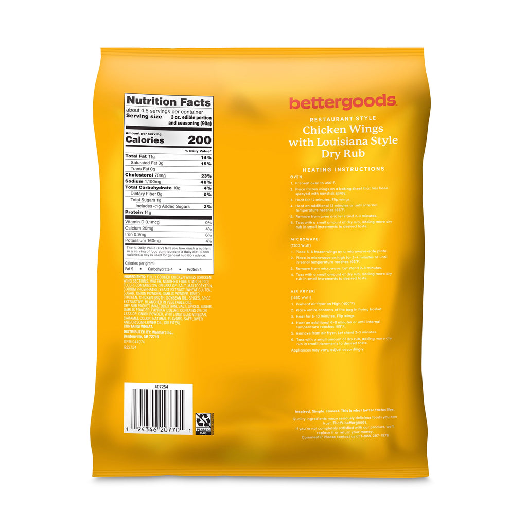 Bettergoods Chicken Wings with Louisiana Style Dry Rub Frozen 22 Oz