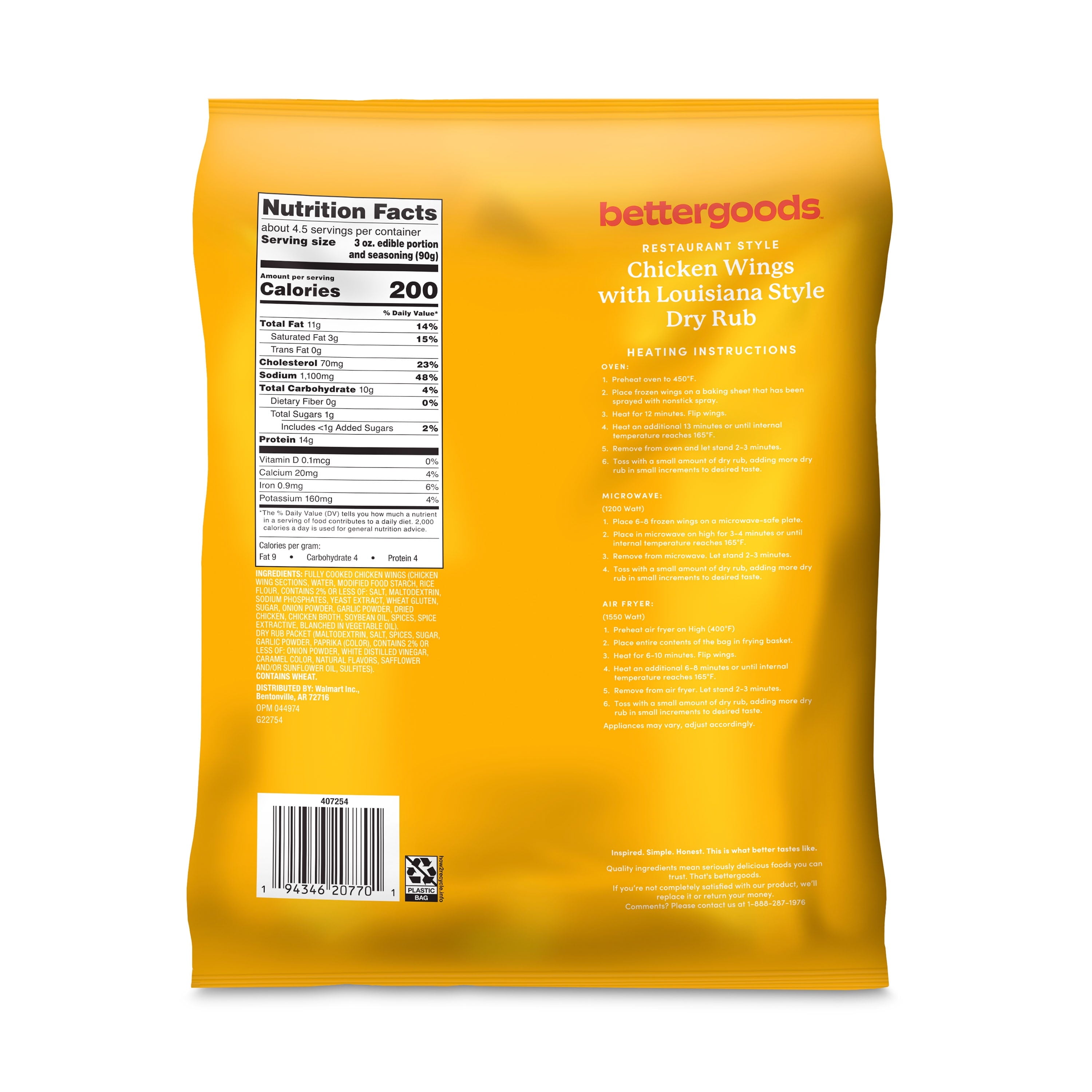 Bettergoods Chicken Wings with Louisiana Style Dry Rub Frozen 22 Oz