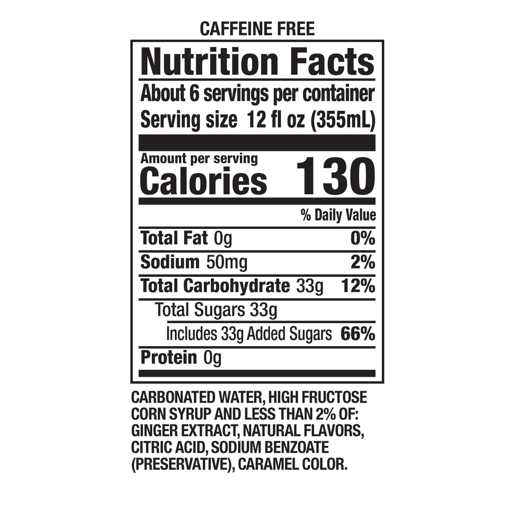 Canada Dry Caffeine Free Ginger Ale Soda Pop Bottle 2 L