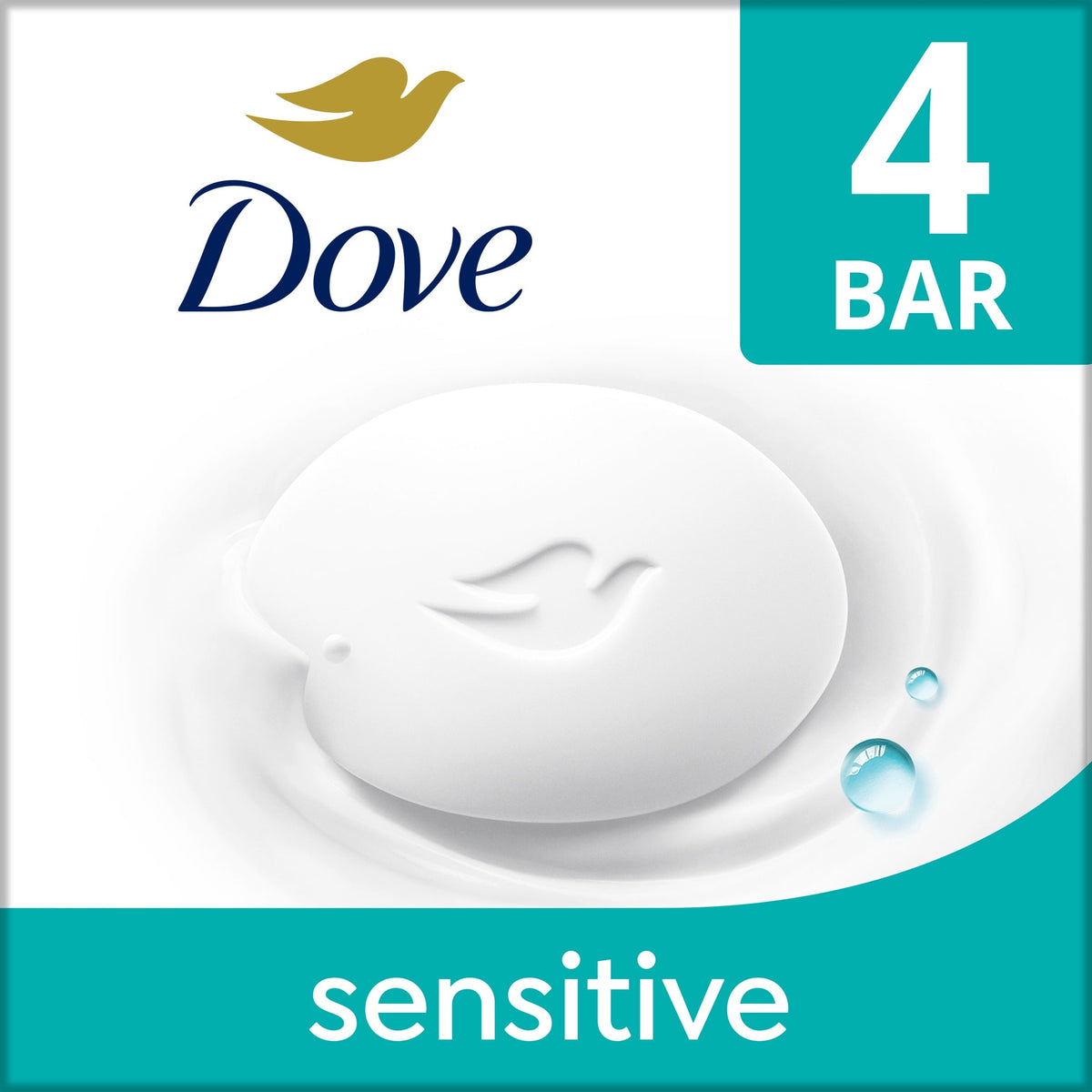 Dove Sensitive Skin Beauty Bar Soap Fragrance Free Hypoallergenic Moisturizing Cleanser 3.75 oz 4 Bars