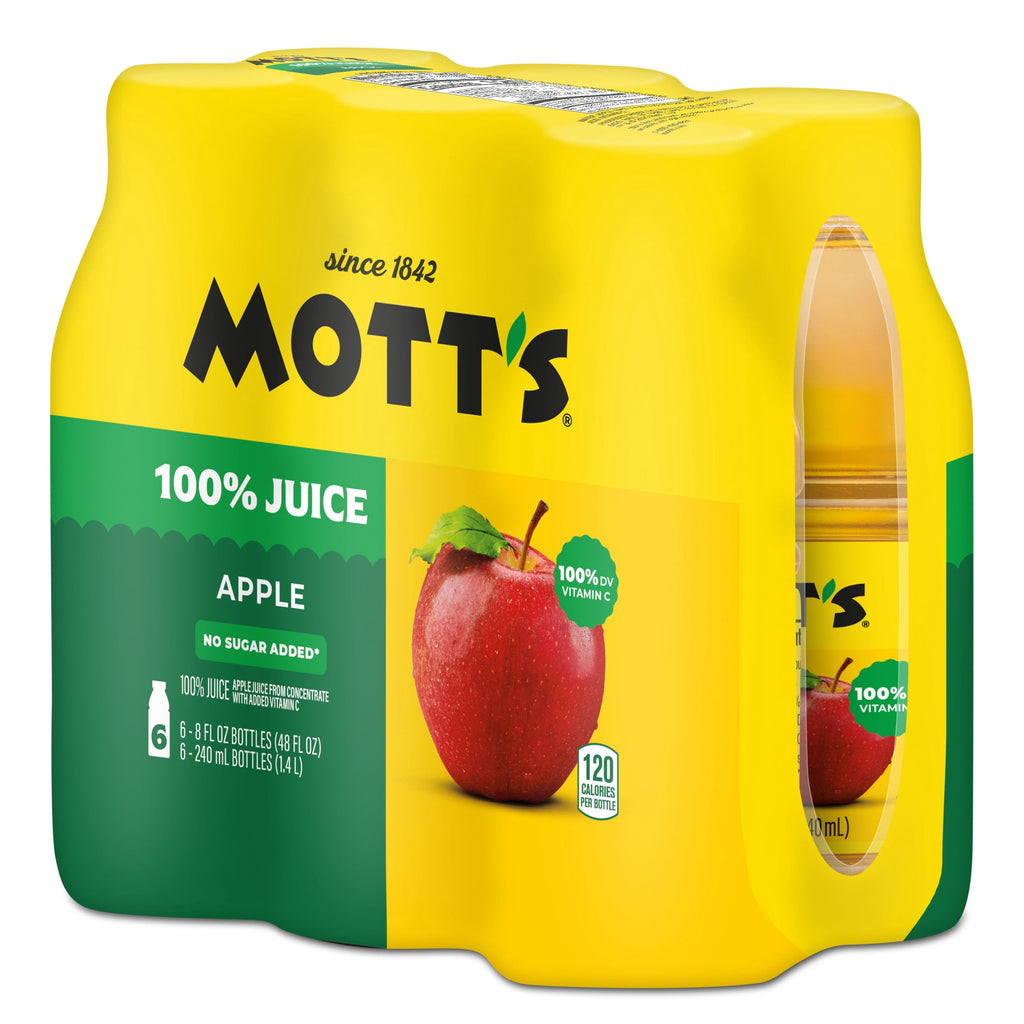 Mott's 100% Apple Juice Pulp-Free 8 fl oz 6 Count Bottles