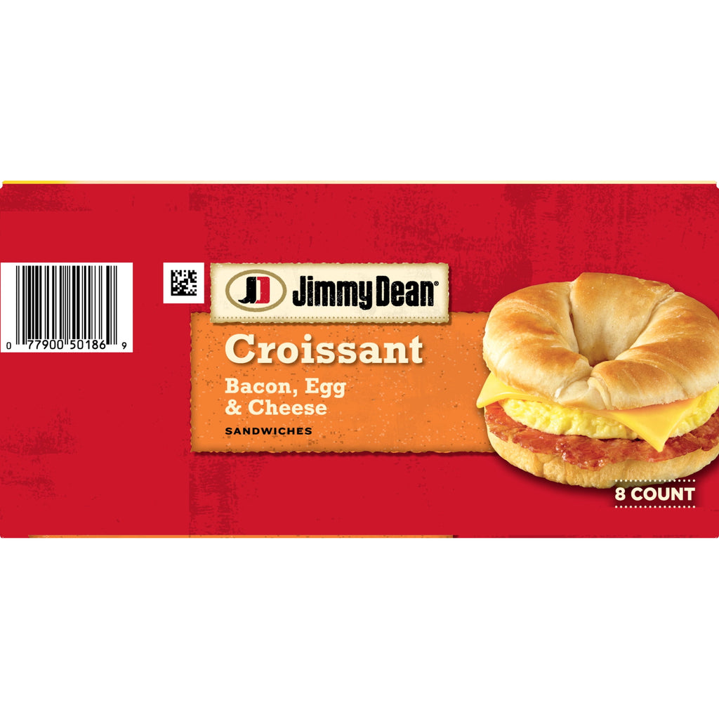 Jimmy Dean Bacon Egg & Cheese Croissant Sandwich Frozen 8 Count 28.8 Oz