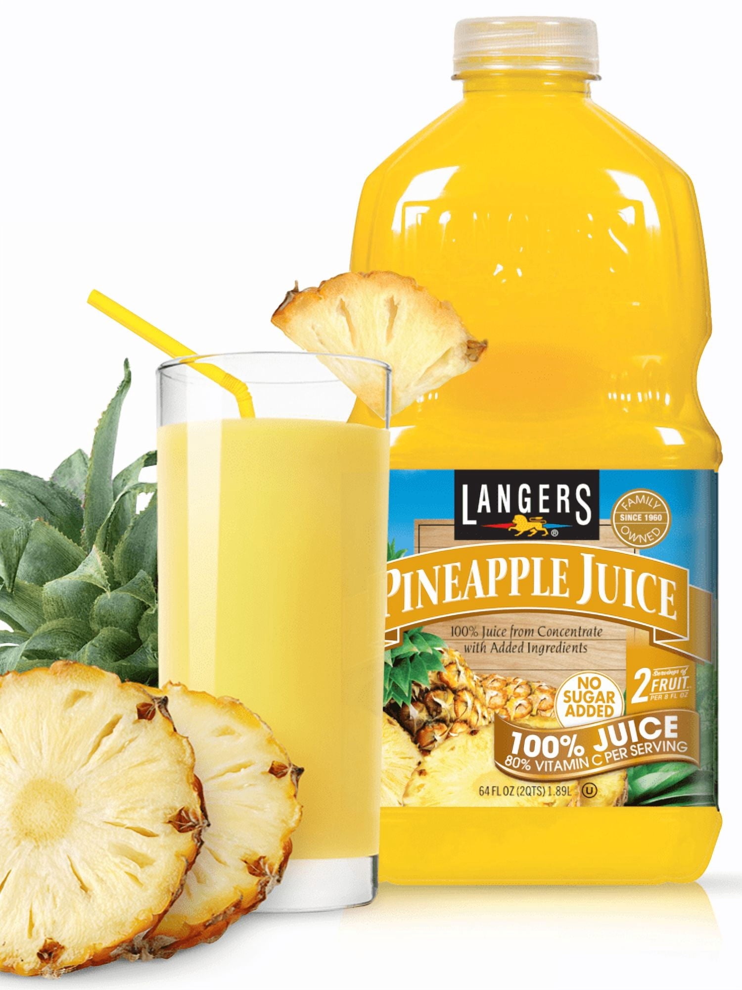 Langers 100% Pure Pineapple Juice 64 fl oz Bottle