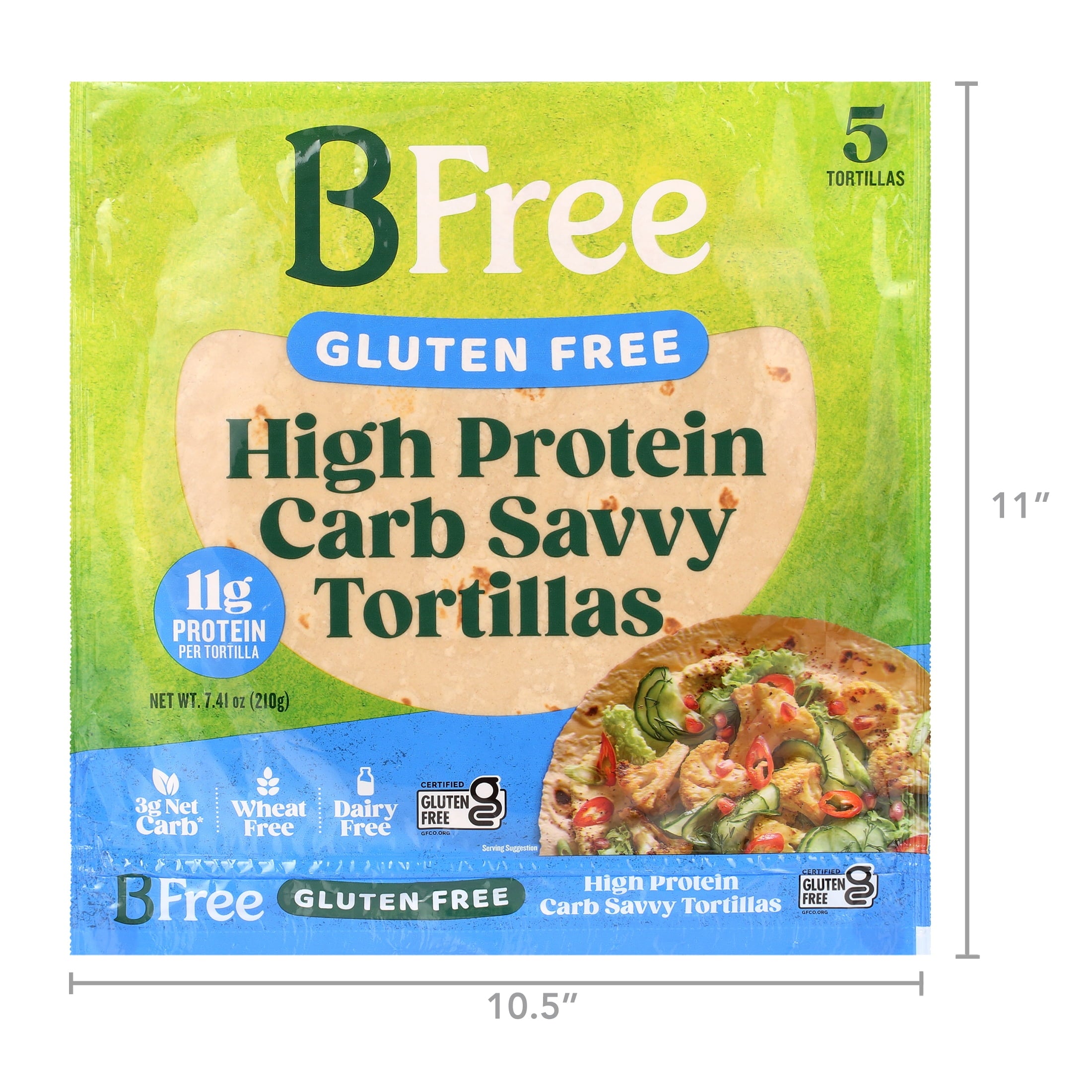 Gluten Free Keto Tortilla Wraps 7.4 Oz 5 Count BFree