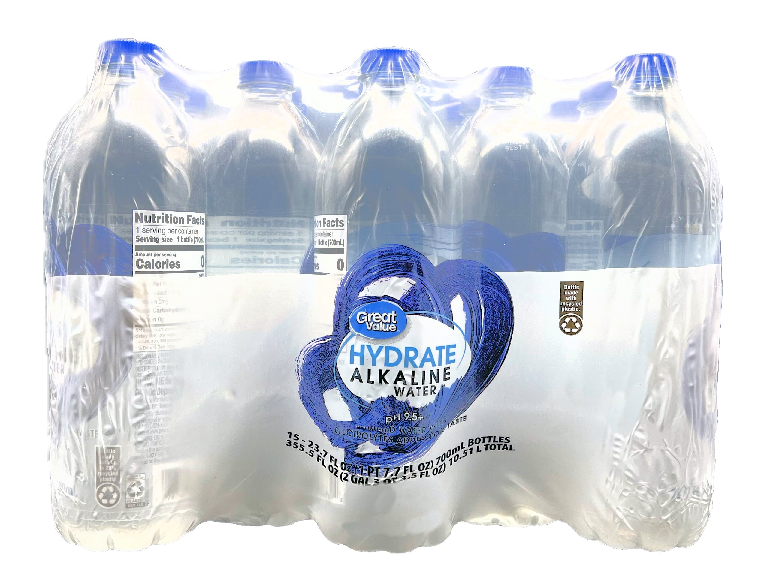 Great Value Hydrate Alkaline Water 23.7 fl oz 15 Count