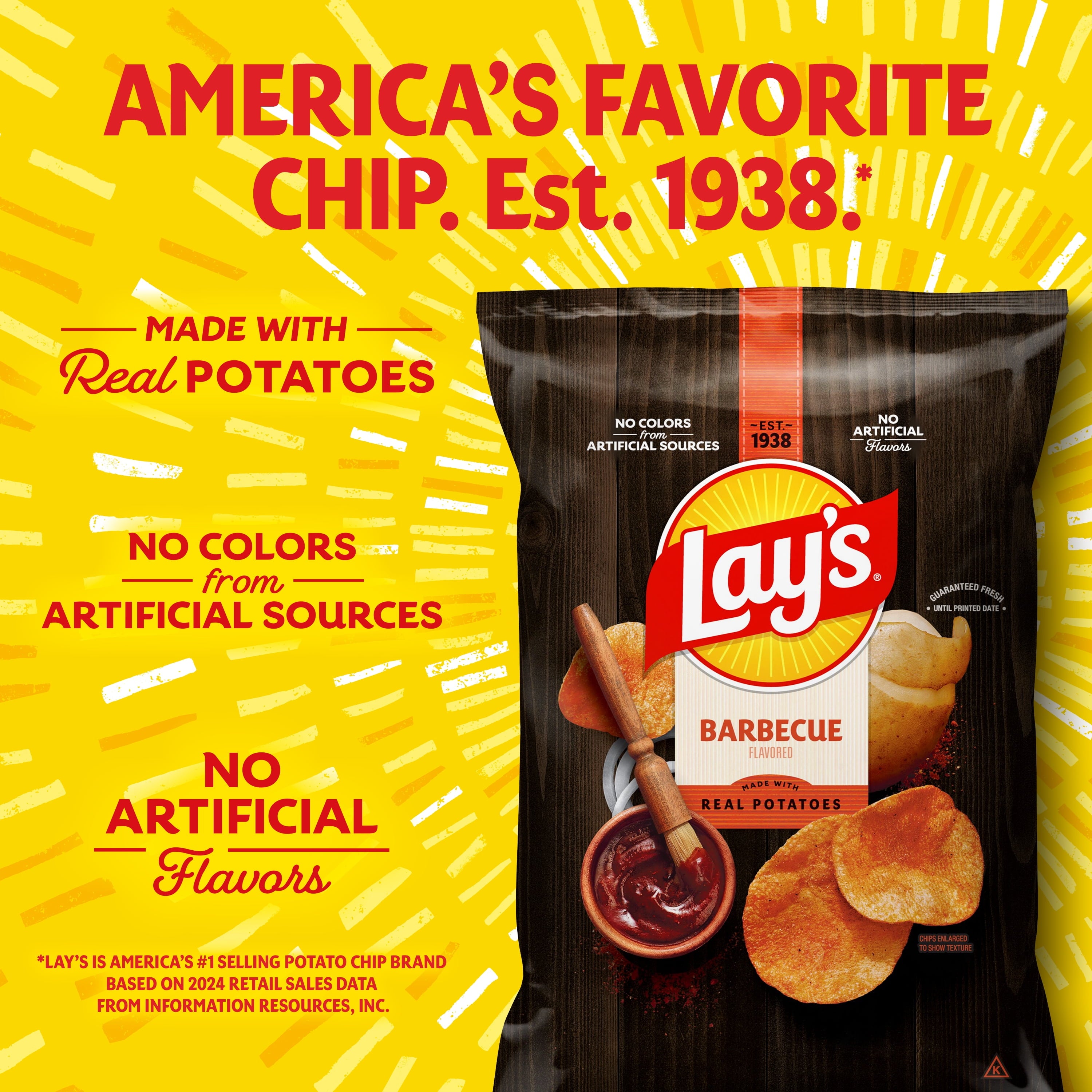 Barbecue Flavored Potato Chips 7.75 Oz 1 Count Lay's
