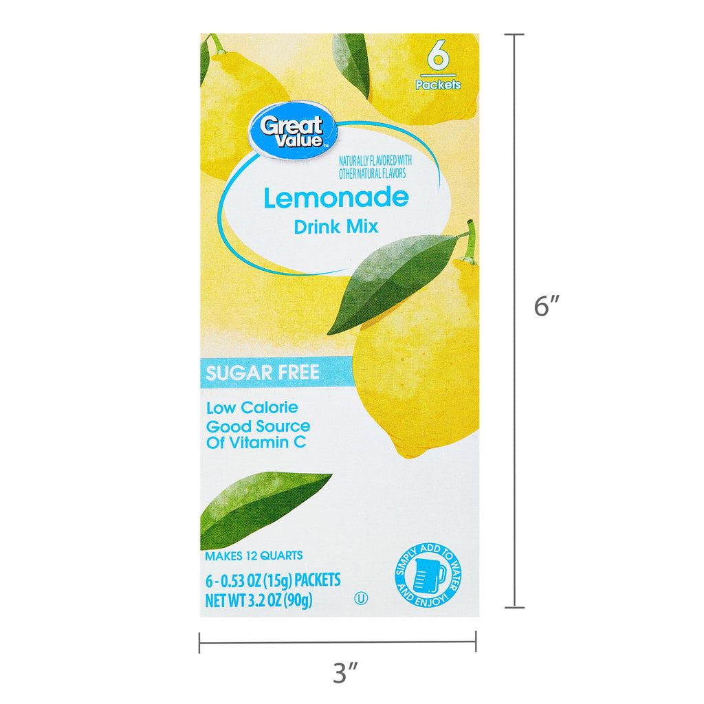 Great Value Sugar-Free Lemonade Powdered Drink Mix 0.53 oz 6 Count