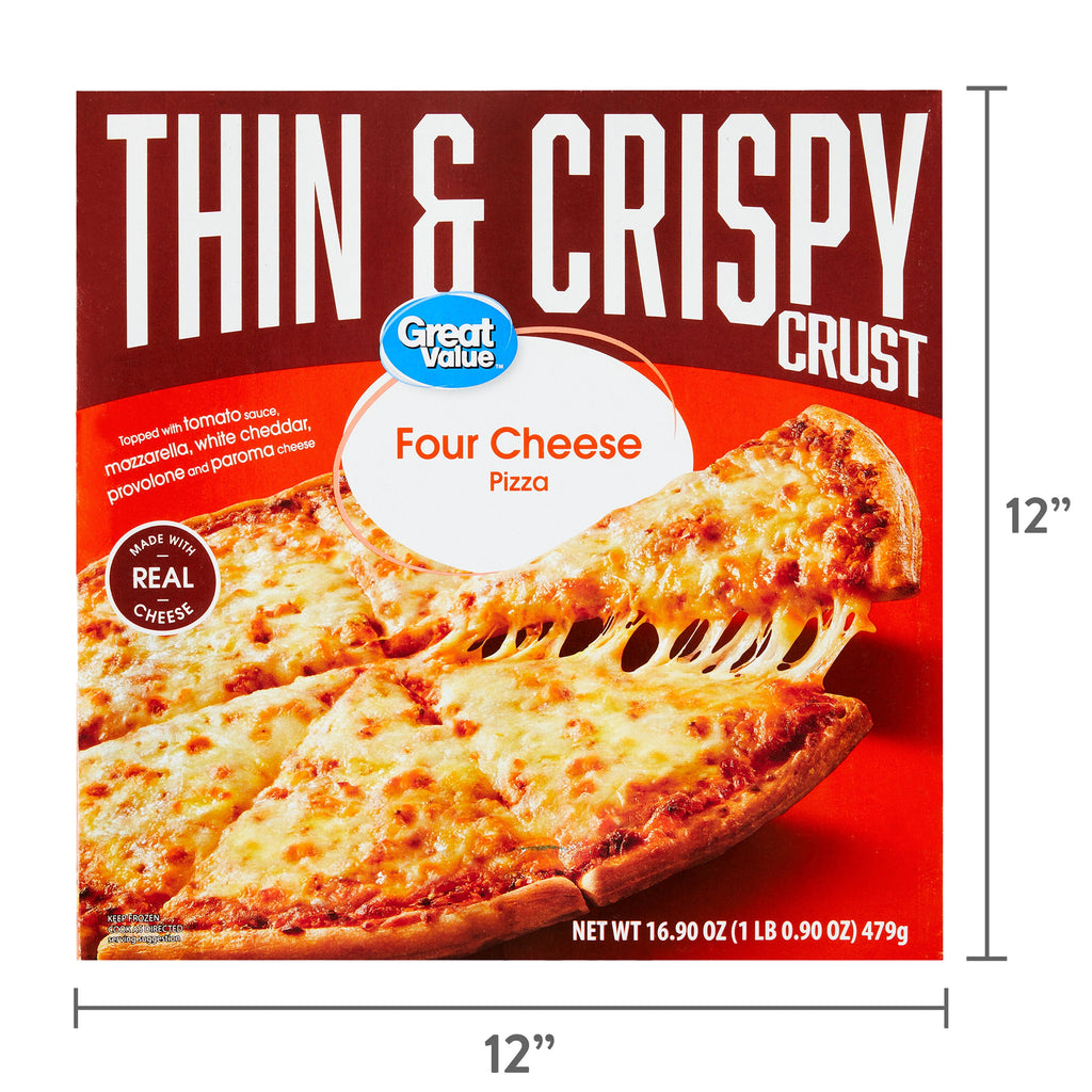 Great Value Thin Crust Four Cheese Frozen Pizza 16.9 Oz