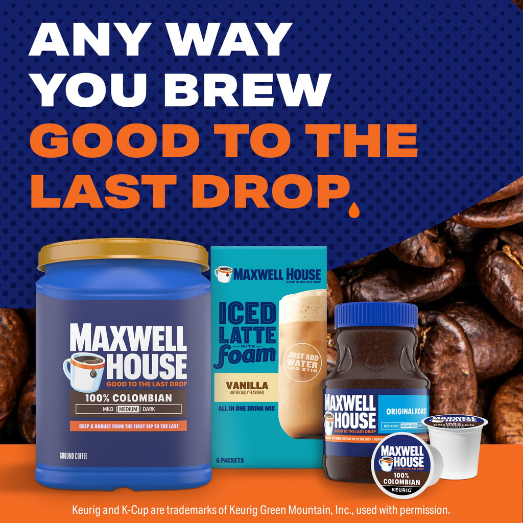 Maxwell House 100% Colombian Naturally Caffeinated Medium Roast Ground Coffee 35.7 oz Canister