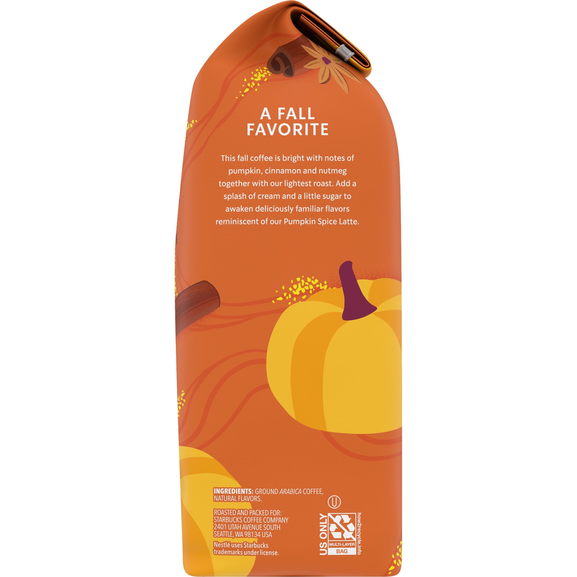 Starbucks at Home Pumpkin Spice Naturally Caffeinated Medium Roast Ground Coffee 17 oz Bag