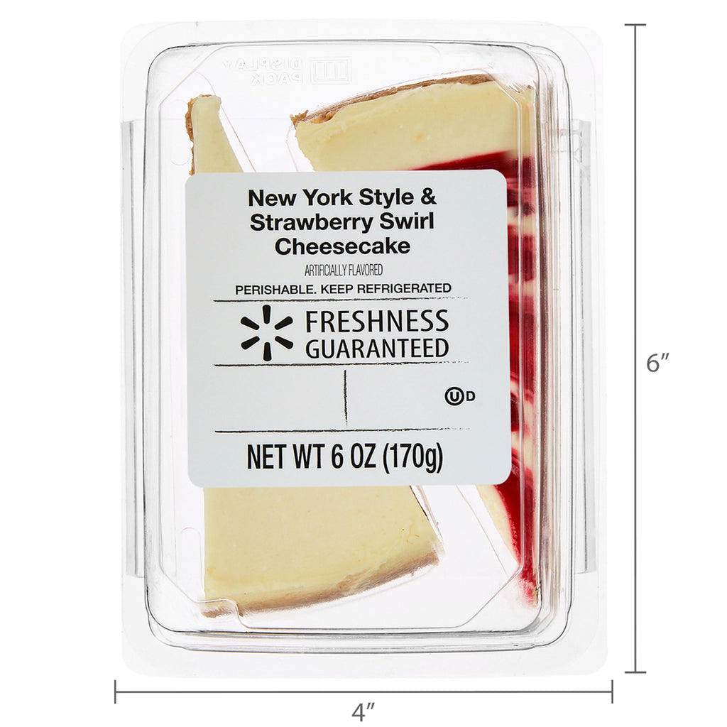 New York Style & Strawberry Swirl Cheesecake 6 Oz 2 Slices Freshness Guaranteed
