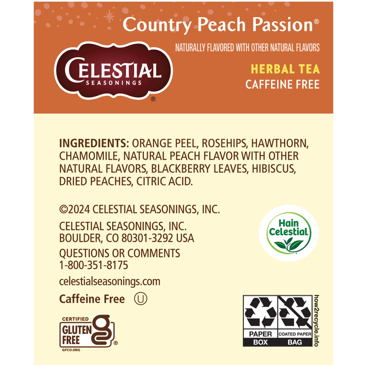Celestial Seasonings Country Peach Passion Caffeine-Free Herbal Tea Bags 1.7 oz 20 Count
