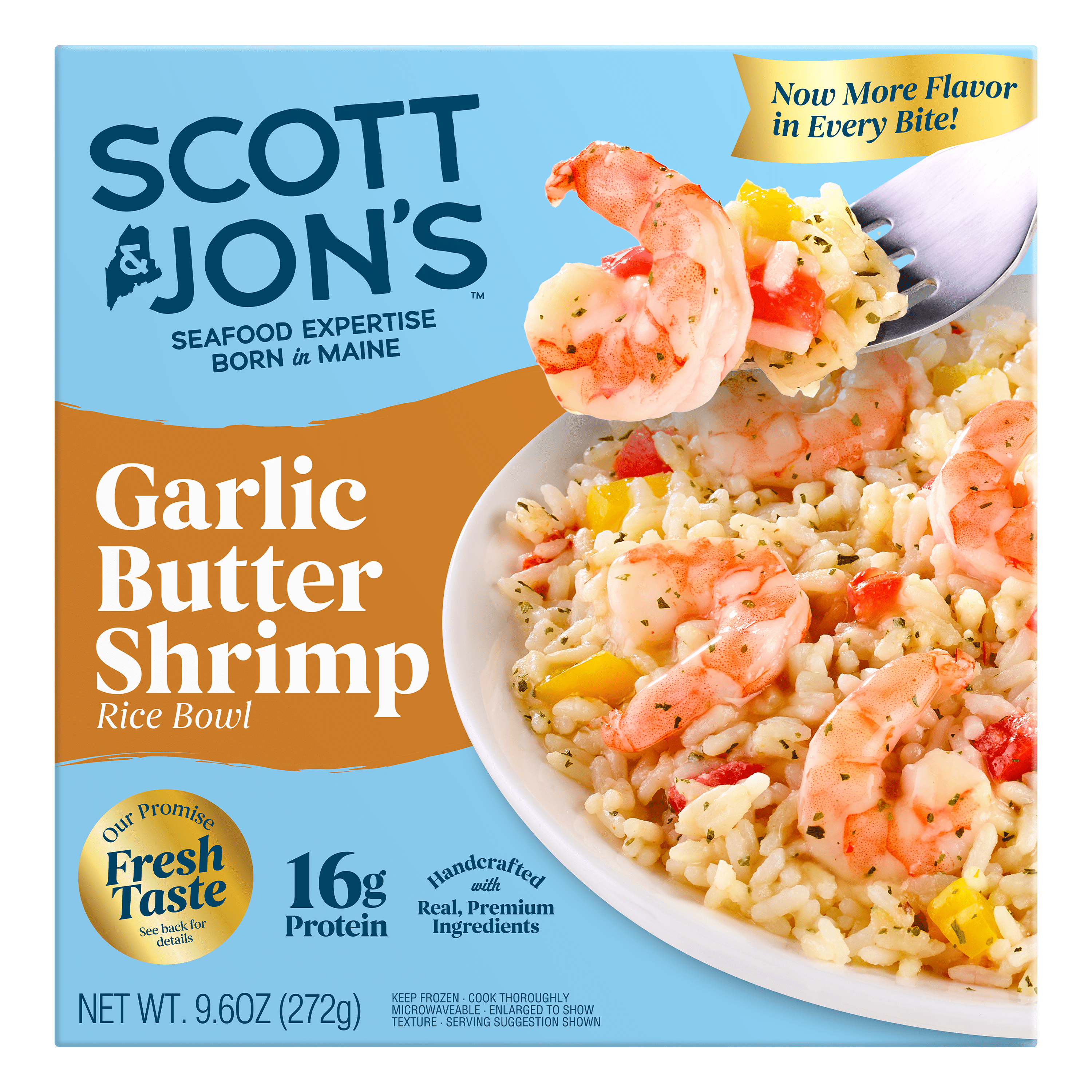 Scott & Jon's Garlic Butter Shrimp Rice Bowl Frozen Meal 9.6 Oz