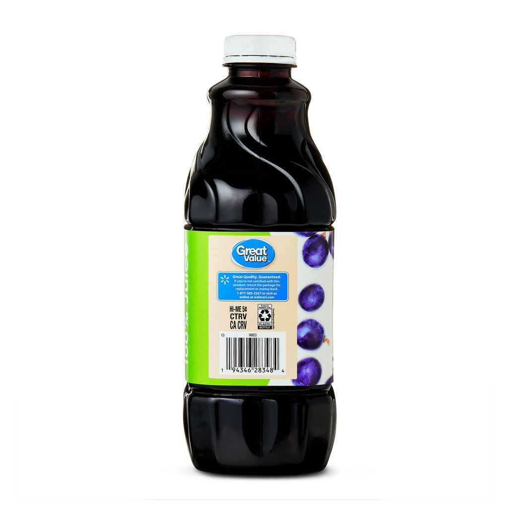 Great Value 100% Concord Grape Juice 64 fl oz Bottle