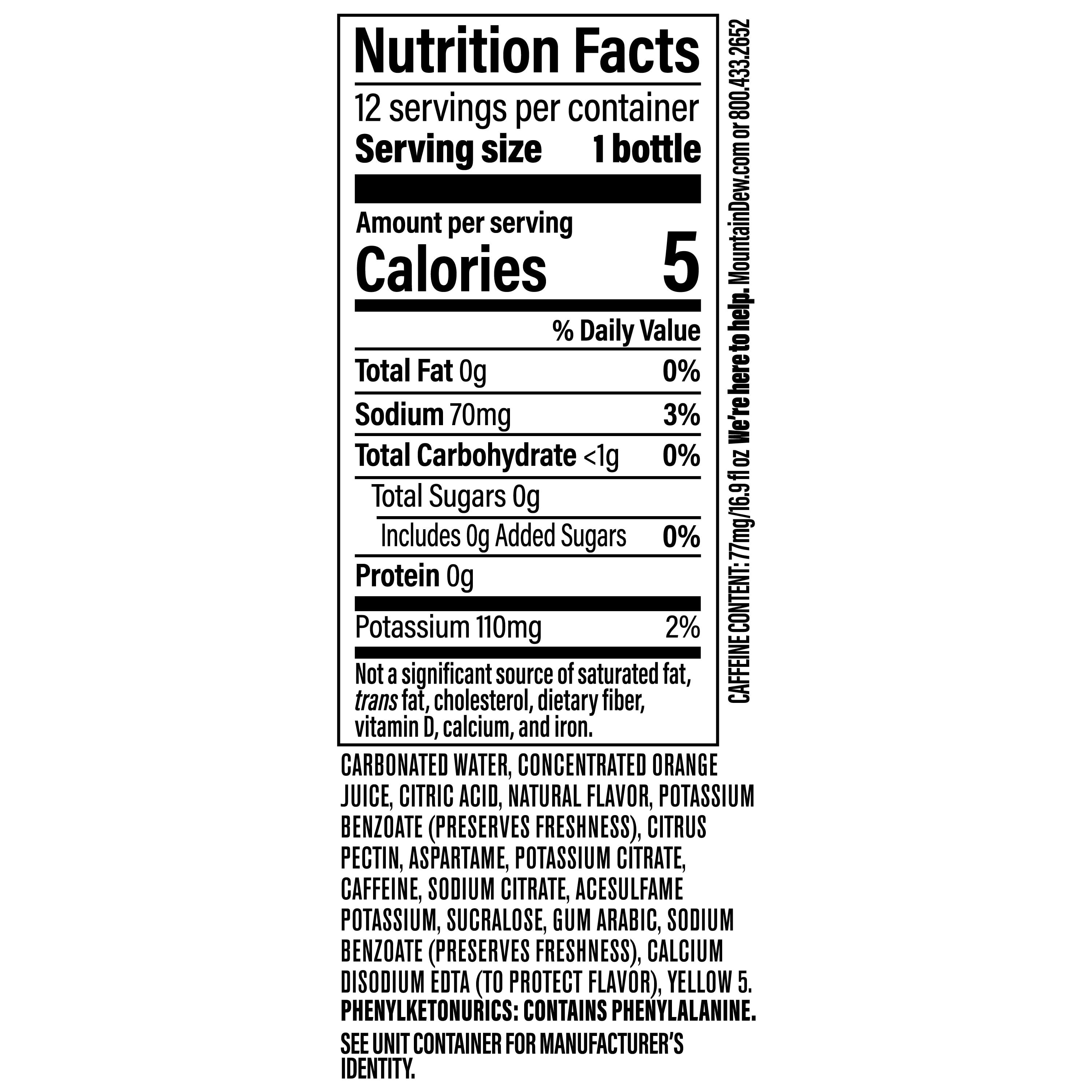 Mountain Dew Diet Citrus Soda Pop Bottles 16.9 Fl Oz 12 Pack