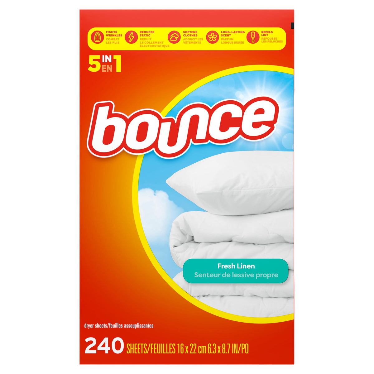 Bounce Dryer Sheets Fresh Linen Scent 240 Count