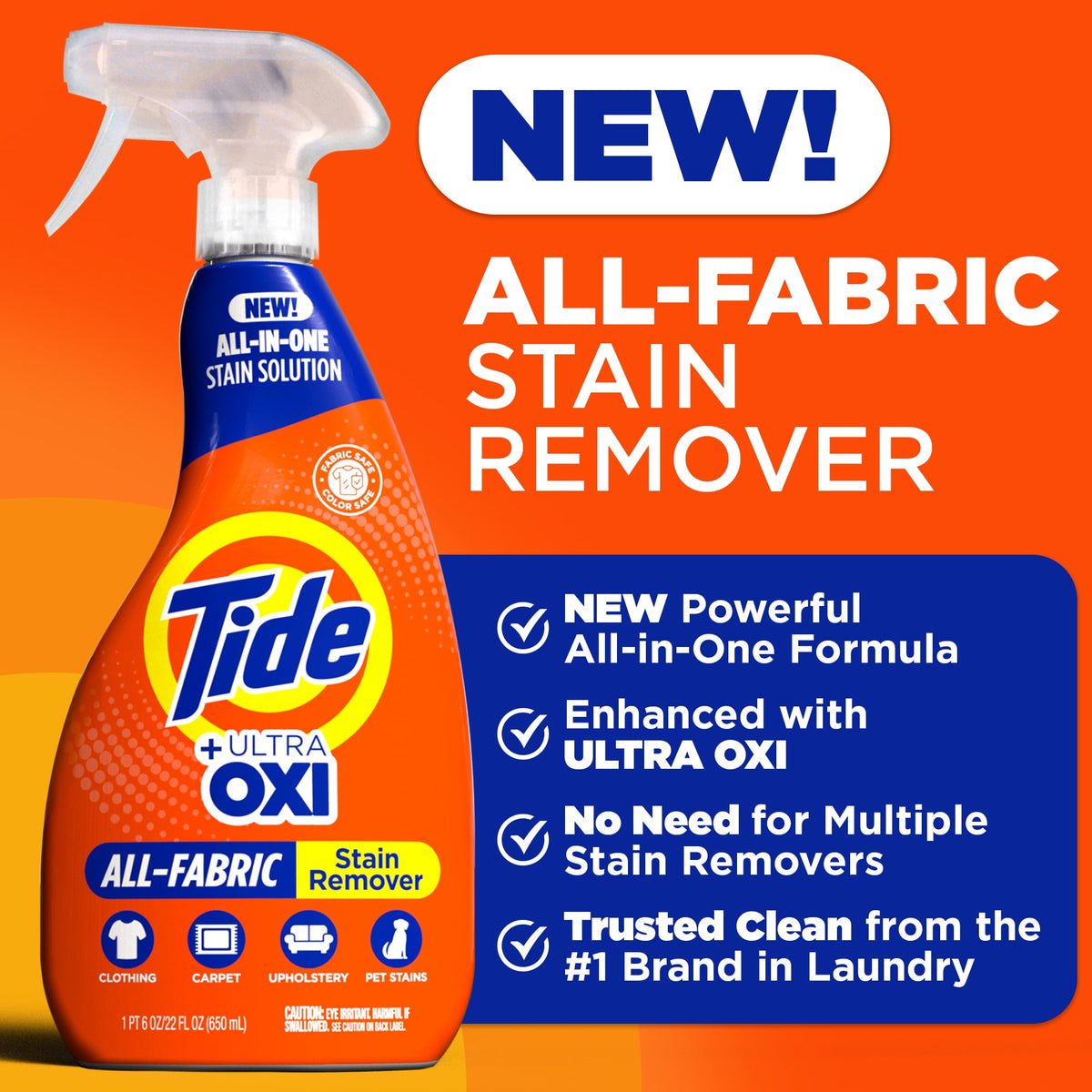 Tide +Ultra Oxi All-Fabric Laundry Stain Remover Spray 22 fl oz